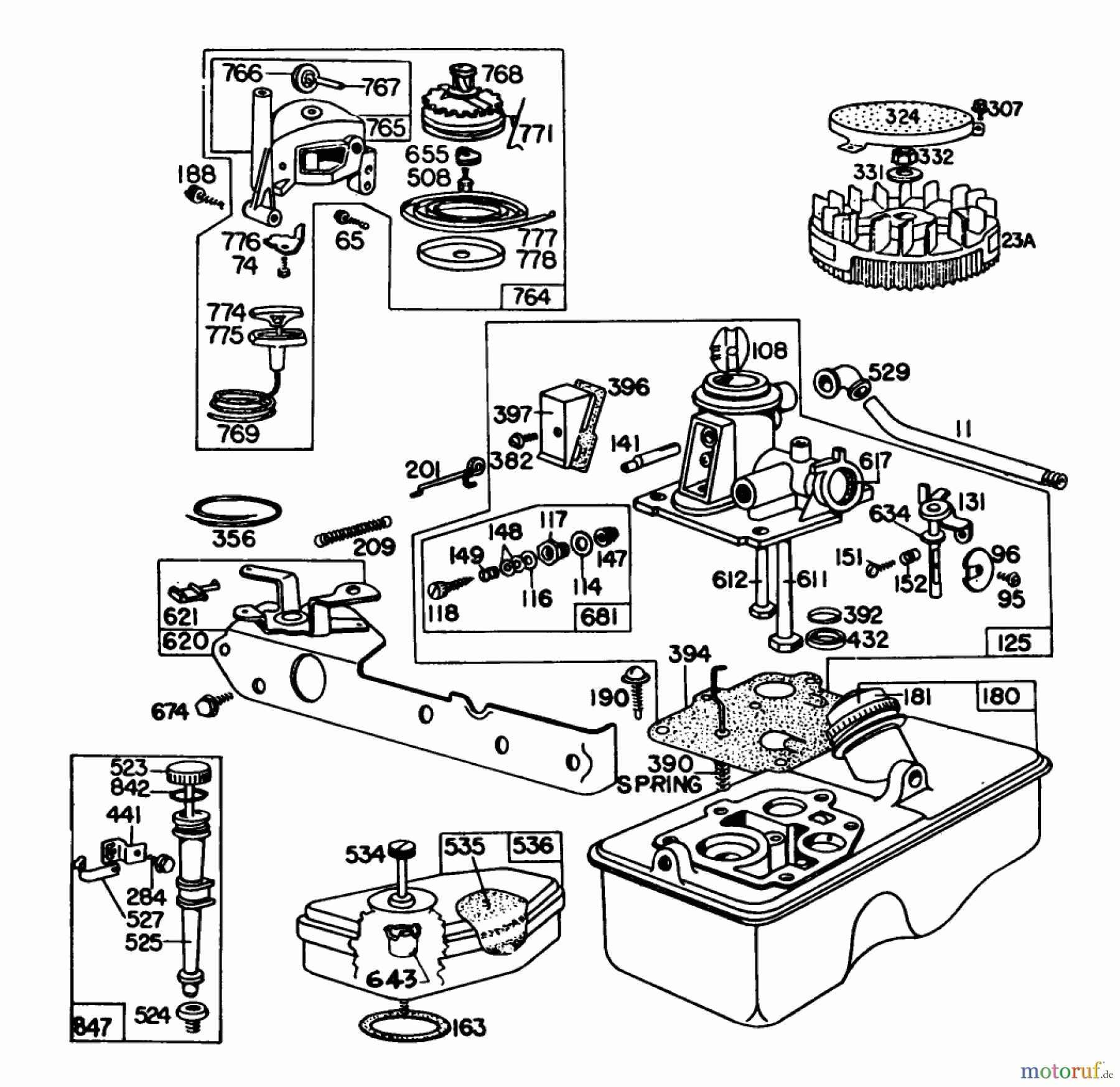  Toro Neu Mowers, Walk-Behind Seite 1 16880 - Toro Lawnmower, 1982 (2000001-2999999) CARBURETOR ASSEMBLY BRIGGS & STRATTON MODEL NO. 92908-2055-01