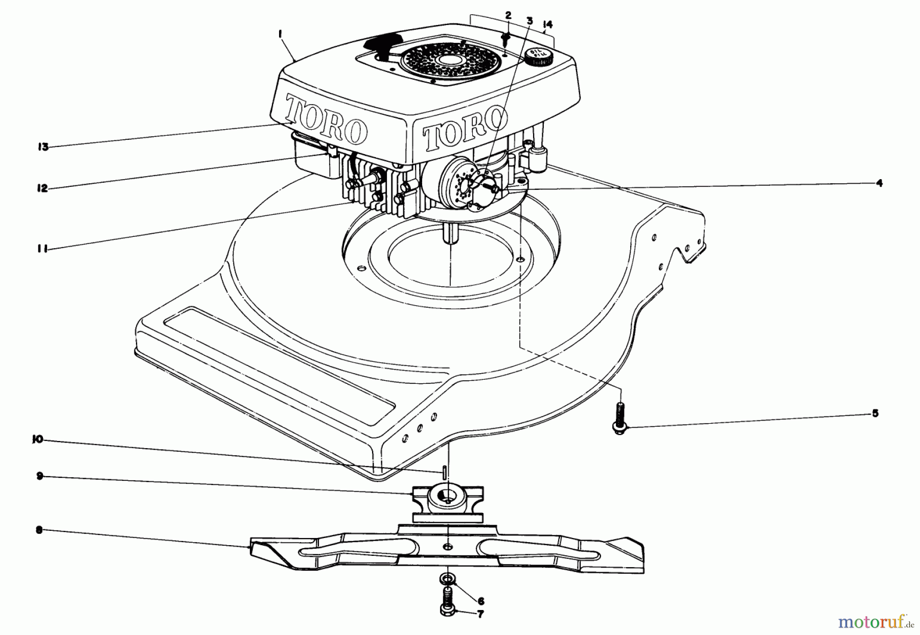  Toro Neu Mowers, Walk-Behind Seite 1 16930 - Toro Lawnmower, 1980 (0000001-0999999) ENGINE ASSEMBLY (MODEL NO. 16930)