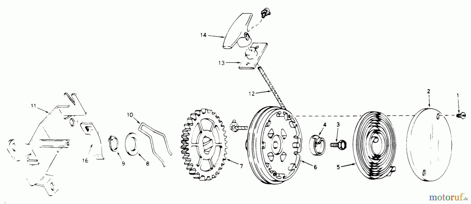  Toro Neu Mowers, Walk-Behind Seite 1 19222 - Toro Whirlwind Lawnmower, 1969 (9000001-9999999) REWIND STARTER NO. 590450A