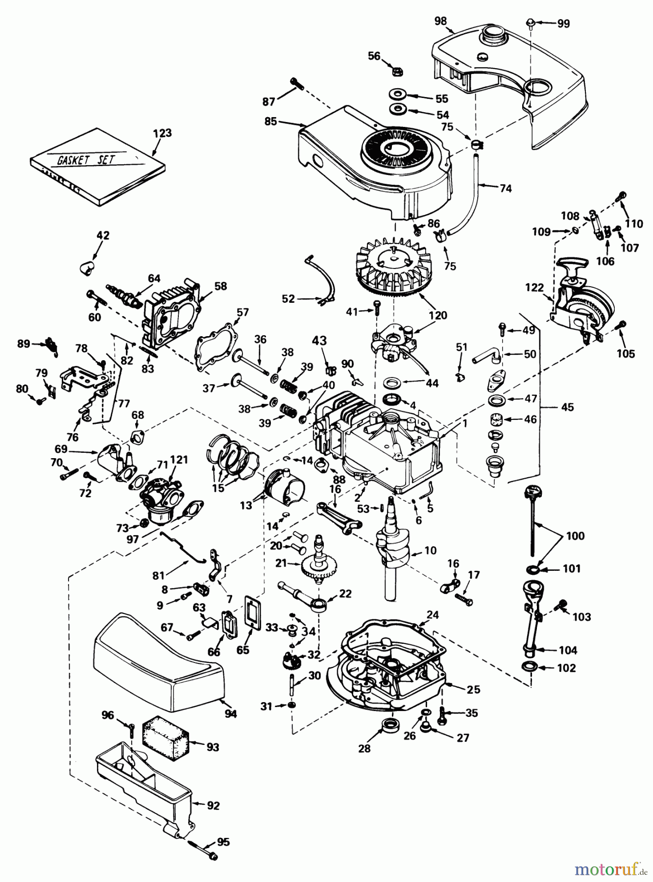  Toro Neu Mowers, Walk-Behind Seite 1 18015 - Toro Lawnmower, 1978 (8000001-8999999) ENGINE TECUMSEH MODEL TNT 100-10049B