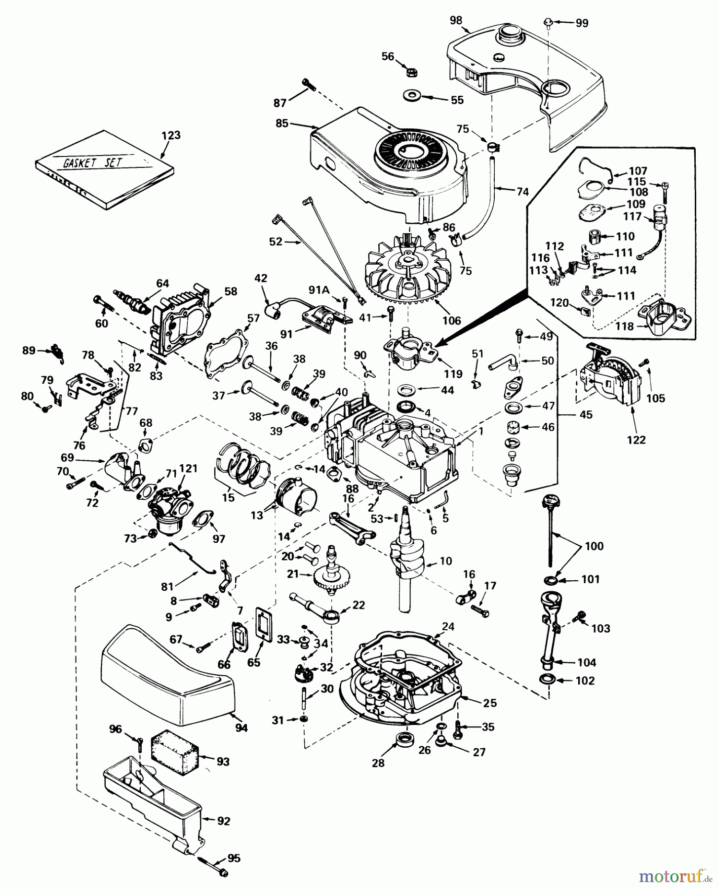  Toro Neu Mowers, Walk-Behind Seite 1 18015 - Toro Lawnmower, 1979 (9000001-9999999) ENGINE TECUMSEH MODEL TNT-100-10049C