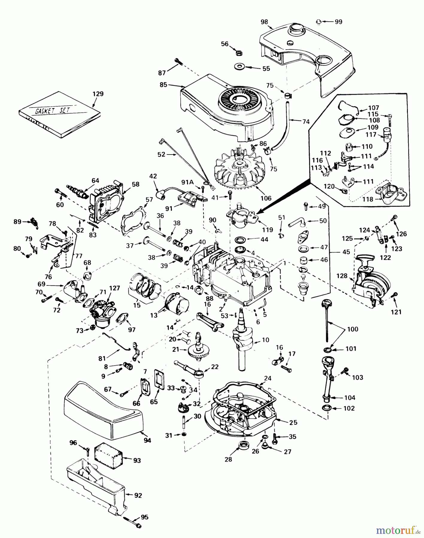  Toro Neu Mowers, Walk-Behind Seite 1 18095 - Toro Lawnmower, 1979 (9000001-9999999) ENGINE TECUMSEH MODEL NO. TNT 100-10063C