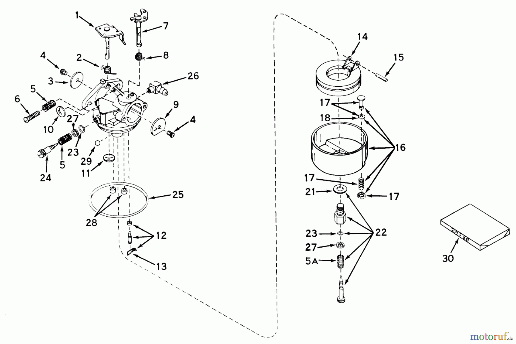  Toro Neu Mowers, Walk-Behind Seite 1 19221 - Toro Whirlwind Lawnmower, 1968 (8000001-8999999) CARBURETOR NO. 631242 (21