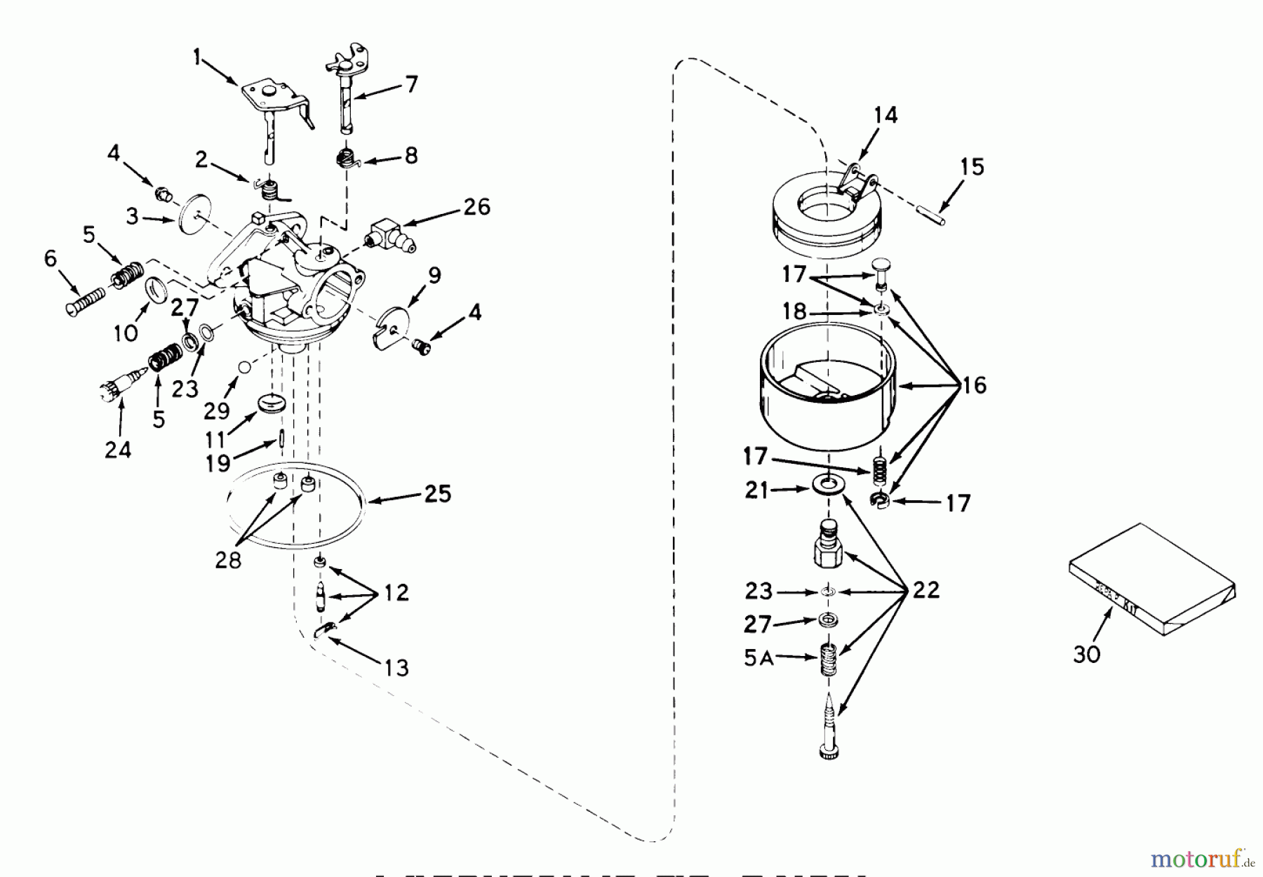  Toro Neu Mowers, Walk-Behind Seite 1 20600 - Toro Lawnmower, 1971 (1000001-1999999) CARBURETOR NO. 631581 (USE ON MODEL 18400)