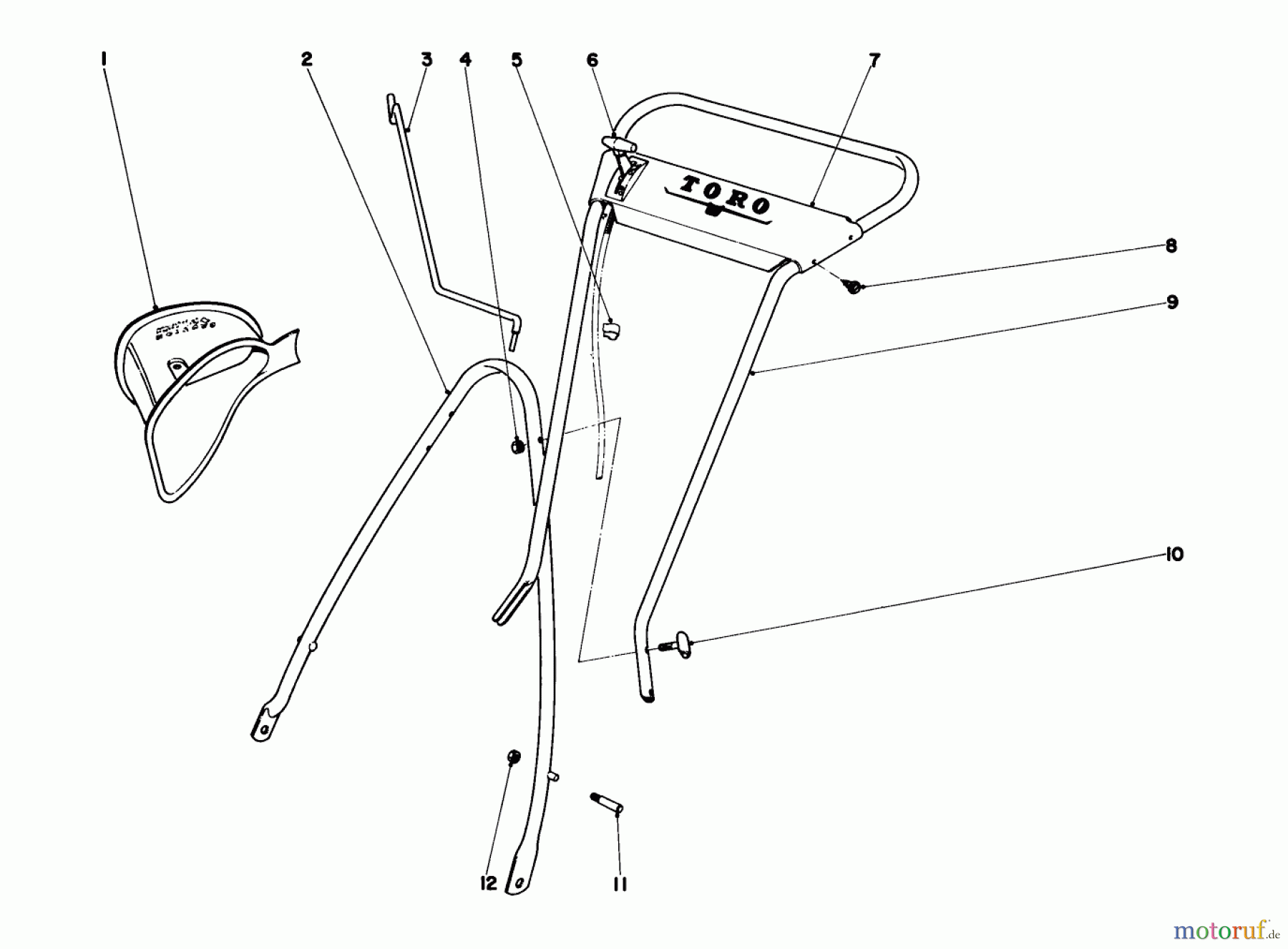  Toro Neu Mowers, Walk-Behind Seite 1 19500 - Toro Whirlwind Lawnmower, 1971 (1000001-1999999) HANDLE ASSEMBLY MODEL NO. 19367