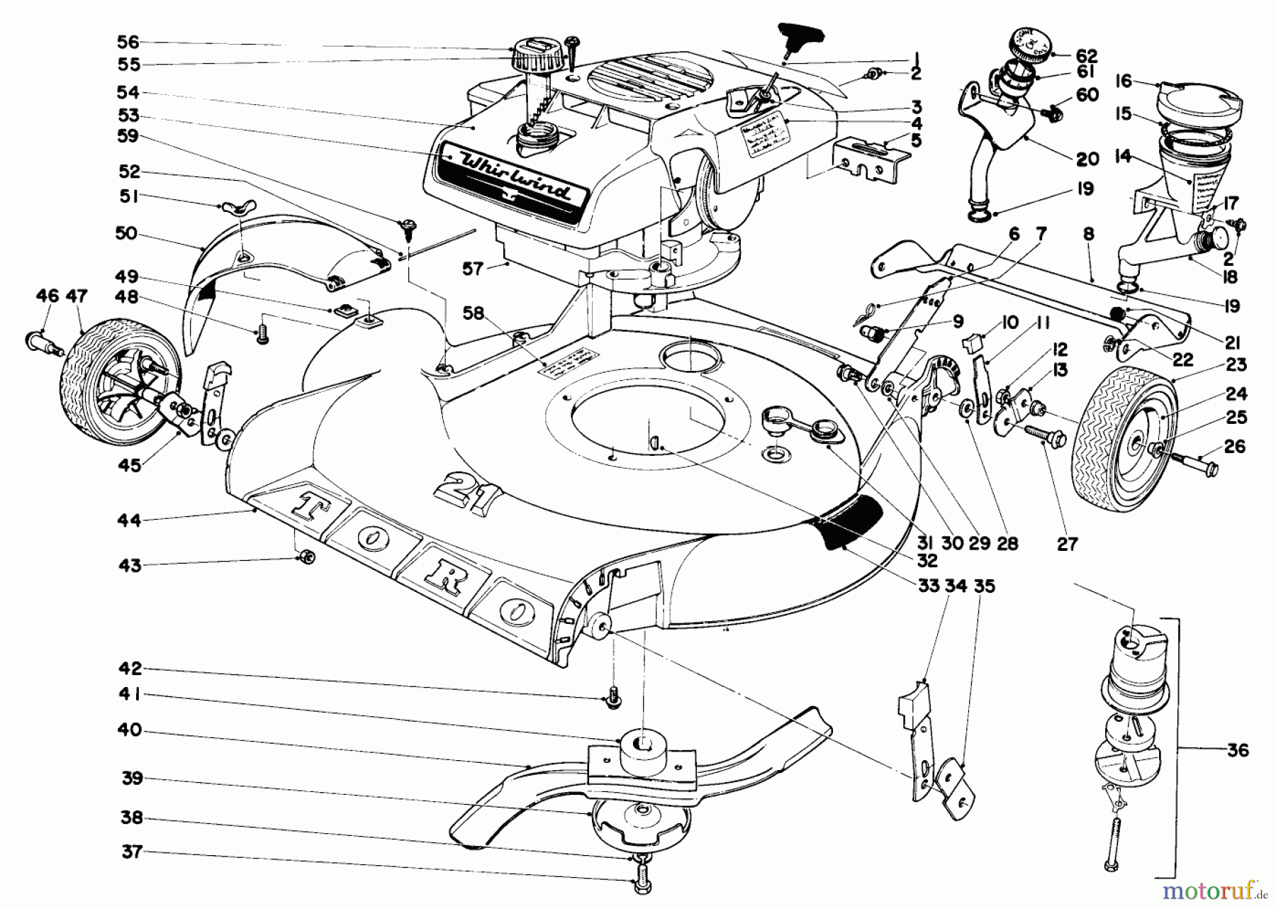  Toro Neu Mowers, Walk-Behind Seite 1 19224 - Toro Whirlwind Lawnmower, 1970 (0000001-0999999) 21