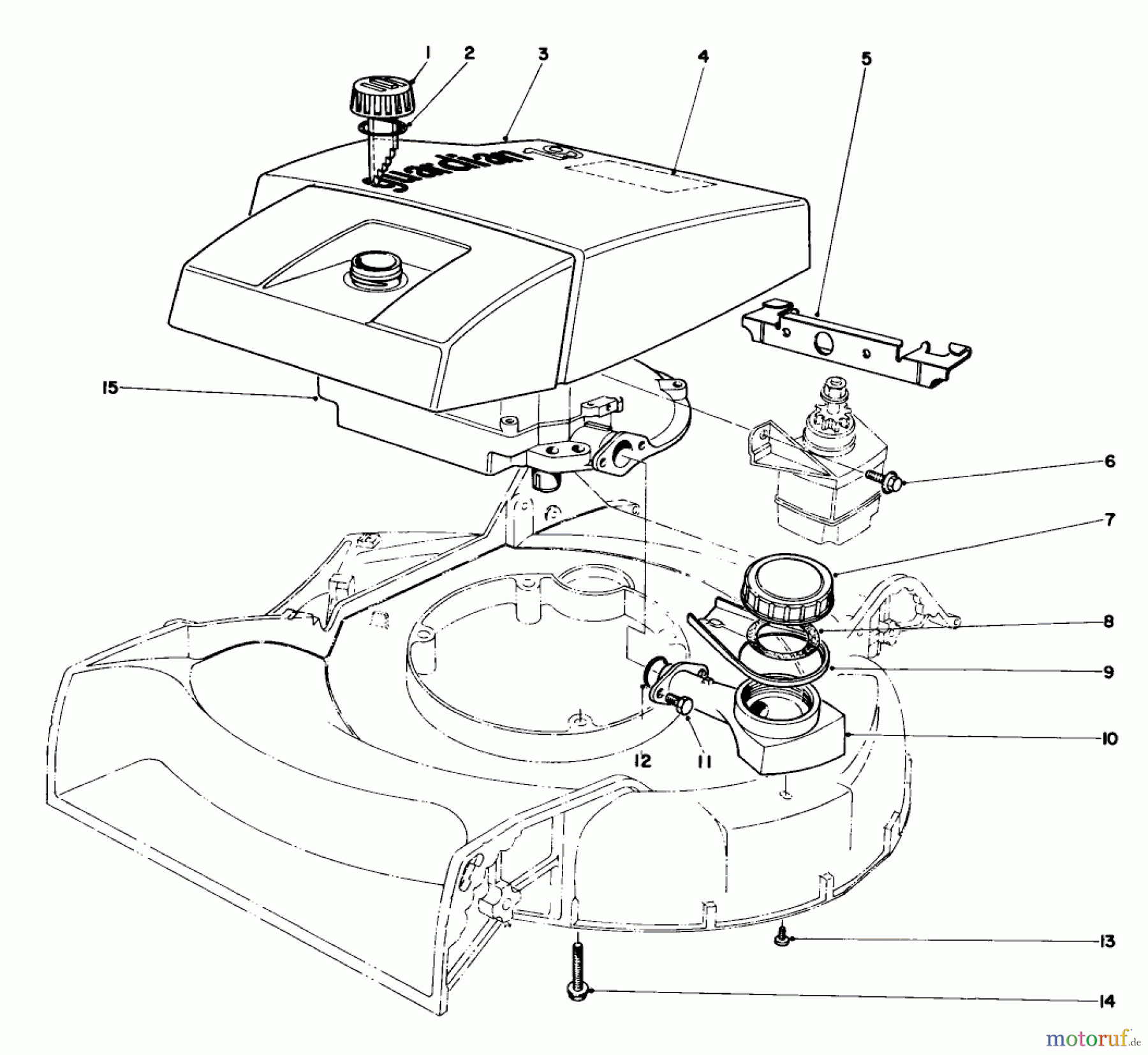  Toro Neu Mowers, Walk-Behind Seite 1 19373 - Toro Guardian Lawnmower, 1973 (3000001-3999999) ENGINE AND OIL GAUGE ASSEMBLY