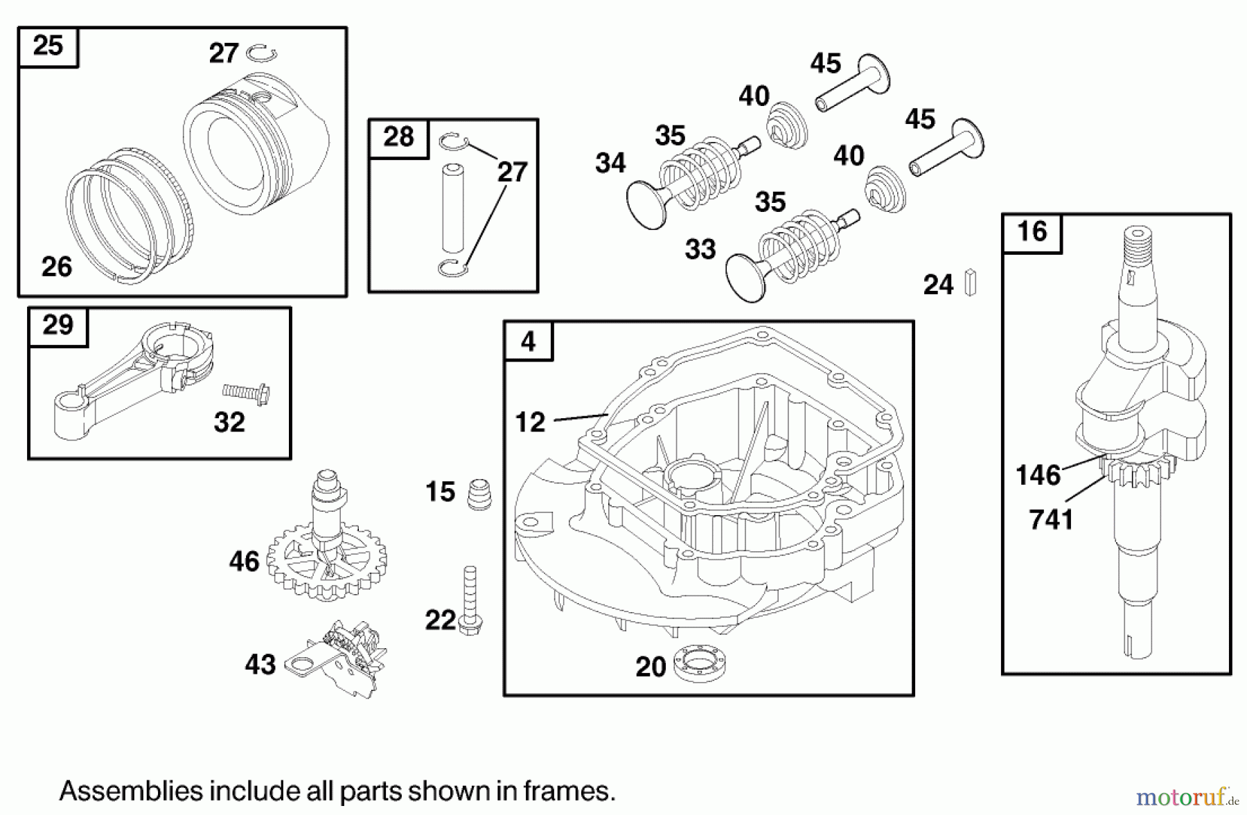  Toro Neu Mowers, Walk-Behind Seite 1 20010 (R-21P) - Toro Recycler Mower, R-21P, 1999 (9900001-9999999) CRANKSHAFT AND PISTON ASSEMBLY, ENGINE BRIGGS & STRATTON MODEL 12H802-1767-E1