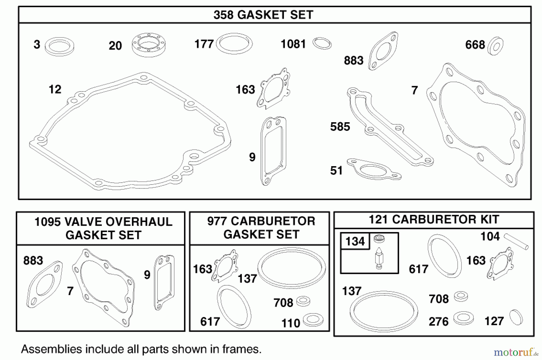  Toro Neu Mowers, Walk-Behind Seite 1 20010 (R-21P) - Toro Recycler Mower, R-21P, 2000 (200000001-200999999) GASKET ASSEMBLY, ENGINE BRIGGS & STRATTON MODEL 12H802-1767-E1