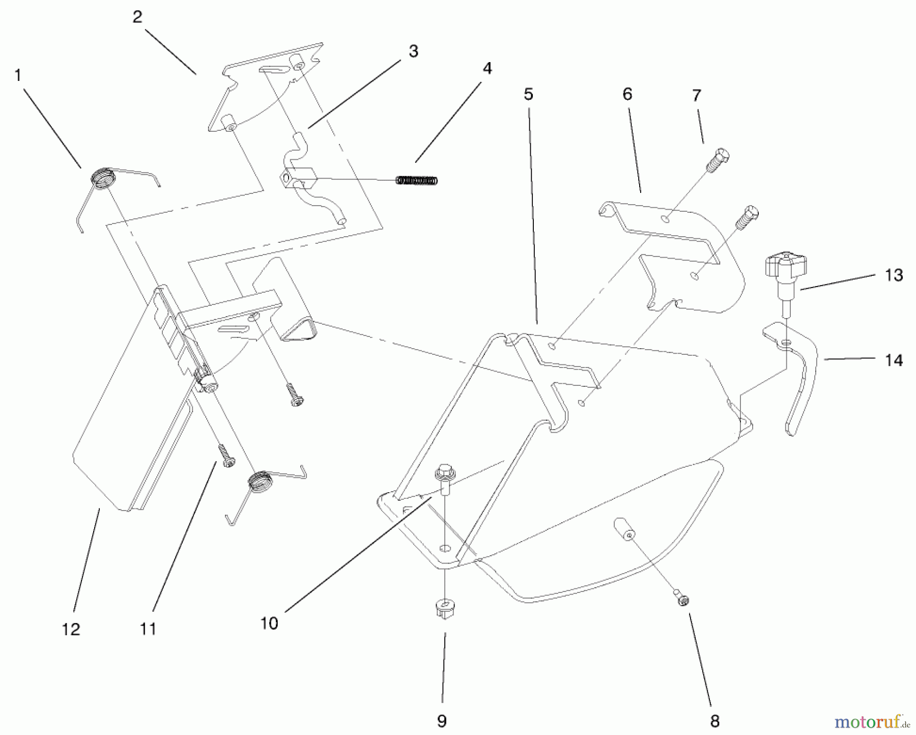  Toro Neu Mowers, Walk-Behind Seite 1 20023 (R-21SB) - Toro Recycler Mower, R-21SB, 1999 (9900001-9999999) REAR BAGGING DISCHARGE CHUTE ASSEMBLY