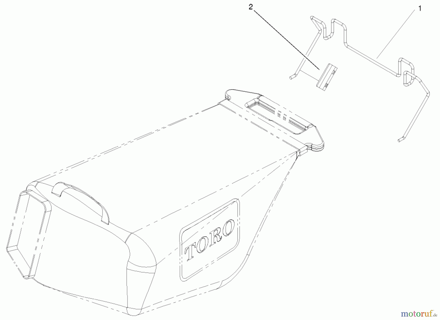  Toro Neu Mowers, Walk-Behind Seite 1 20025 - Toro Recycler Mower, 2001 (210000001-210999999) HANGER & CLAMP ASSEMBLY