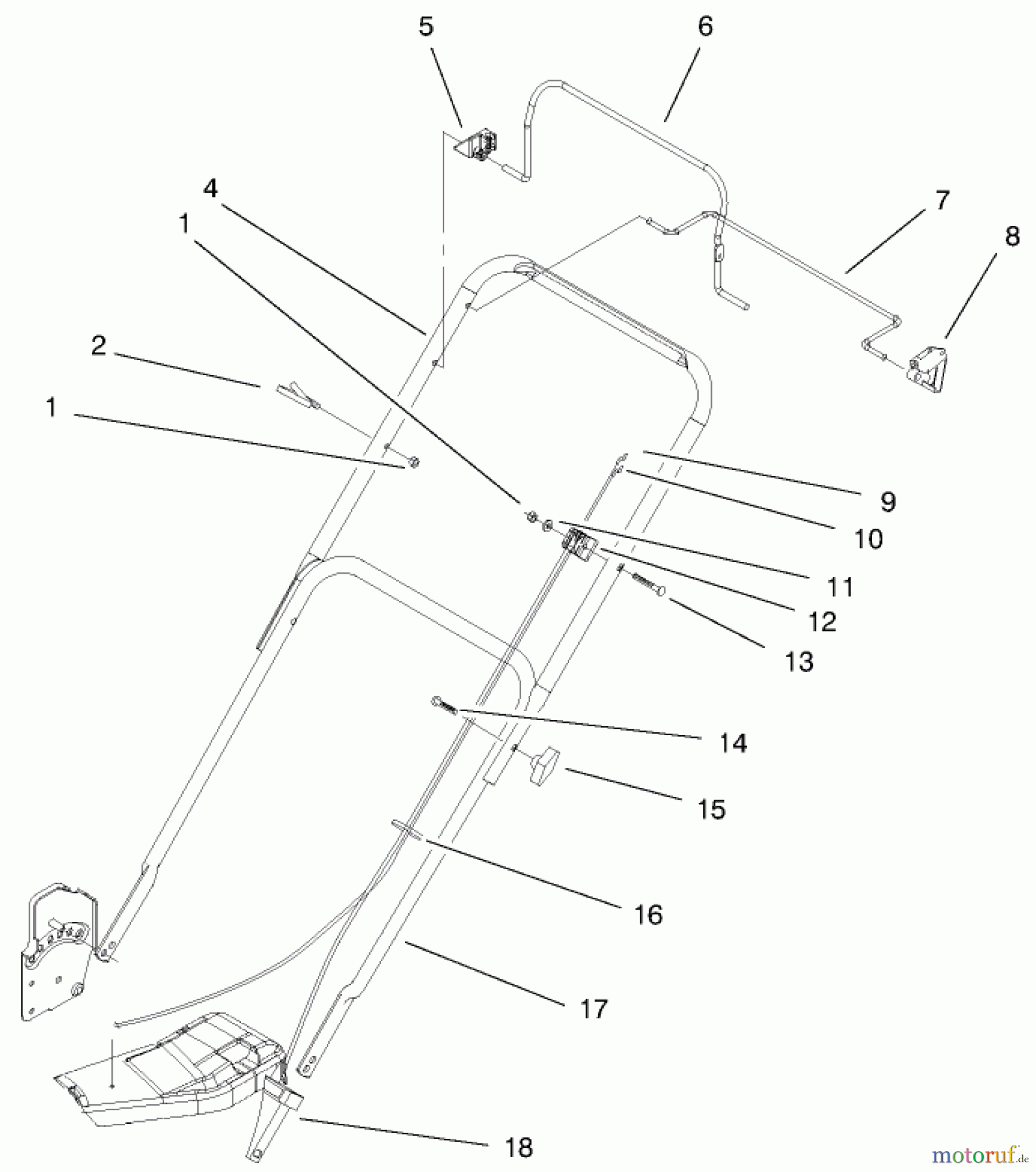  Toro Neu Mowers, Walk-Behind Seite 1 20028 - Toro Recycler Mower, 2000 (200000001-200999999) HANDLE & CONTROLS ASSEMBLY