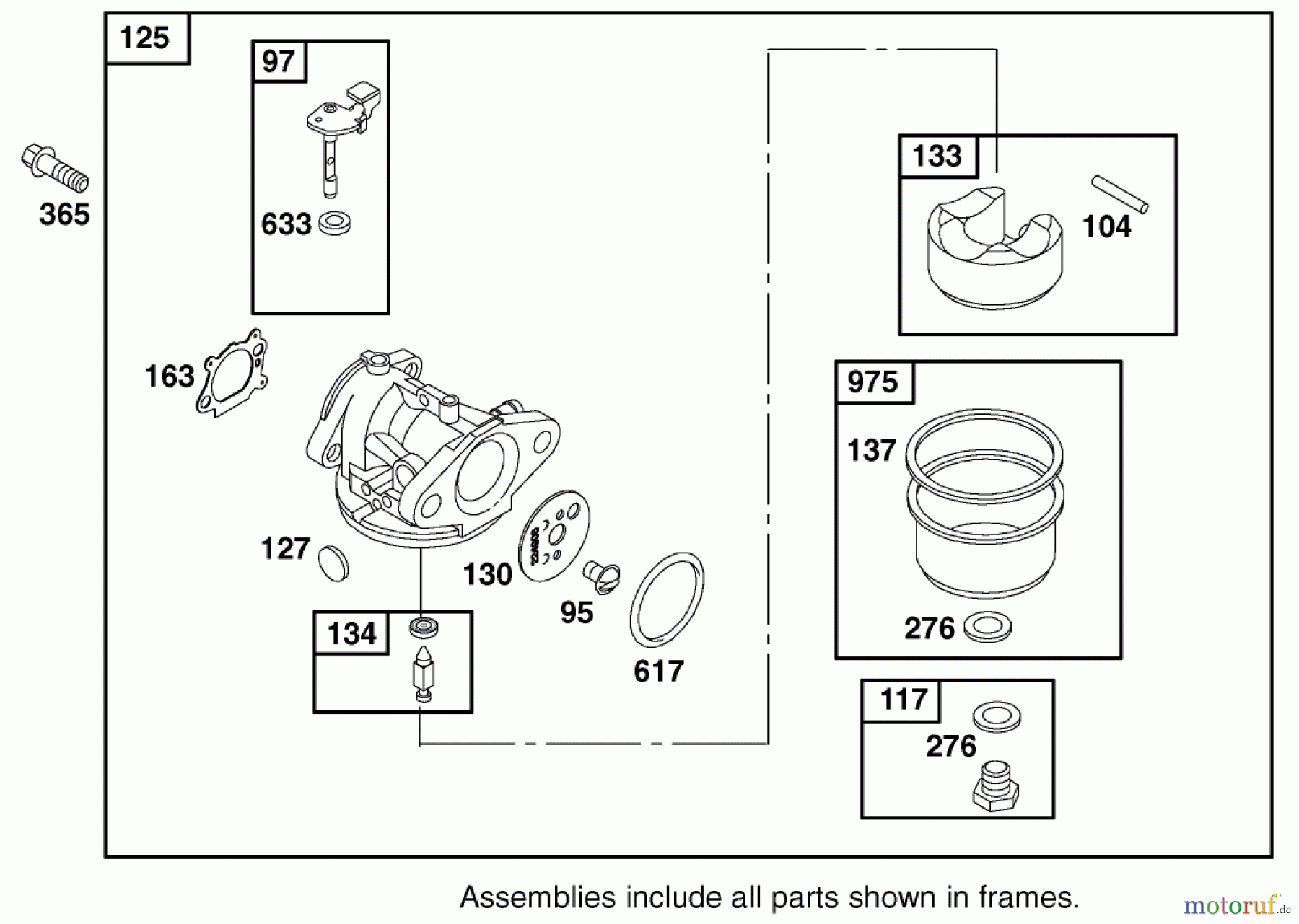  Toro Neu Mowers, Walk-Behind Seite 1 20030 (SR-21P) - Toro Super Recycler Mower, SR-21P, 2001 (210000001-210999999) CARBURETOR ASSEMBLY BRIGGS AND STRATTON MODEL 12H802-1776-B1