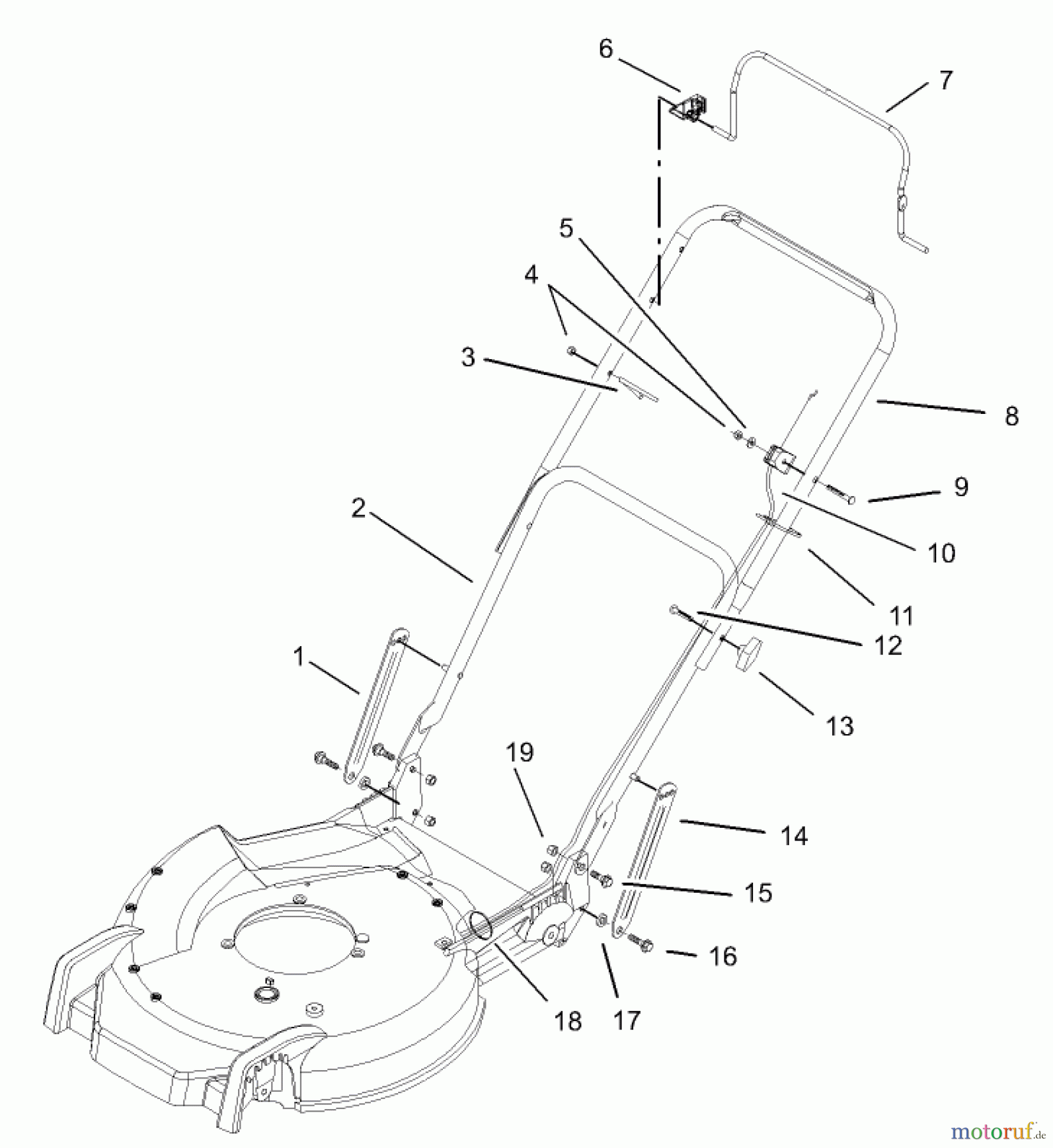  Toro Neu Mowers, Walk-Behind Seite 1 20033 - Toro Super Recycler Mower, 2003 (230000001-230999999) HANDLE AND CONTROL ASSEMBLY