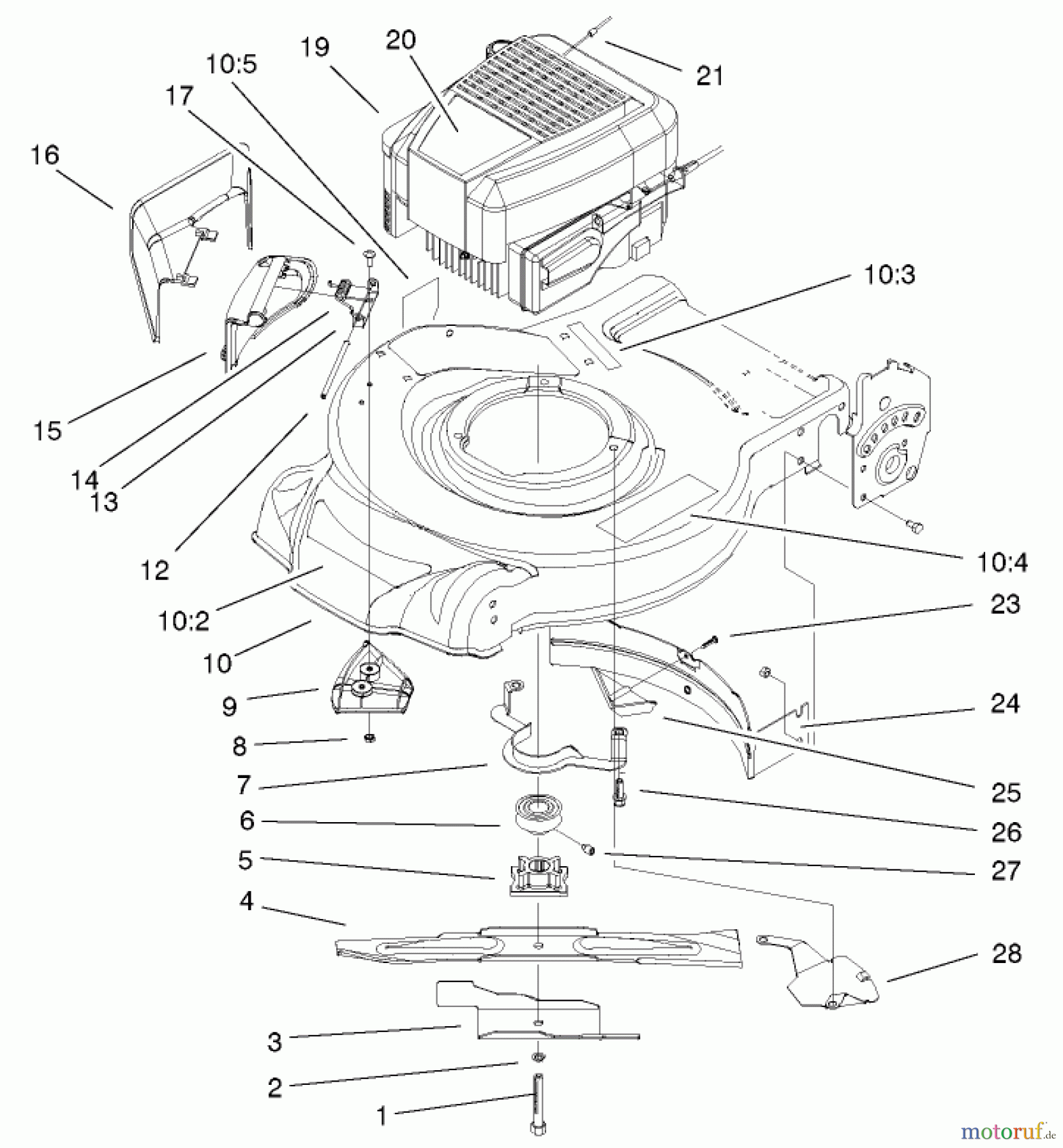  Toro Neu Mowers, Walk-Behind Seite 1 20035 (R-21SE) - Toro Recycler Mower, R-21SE, 2001 (210000001-210999999) ENGINE ASSEMBLY