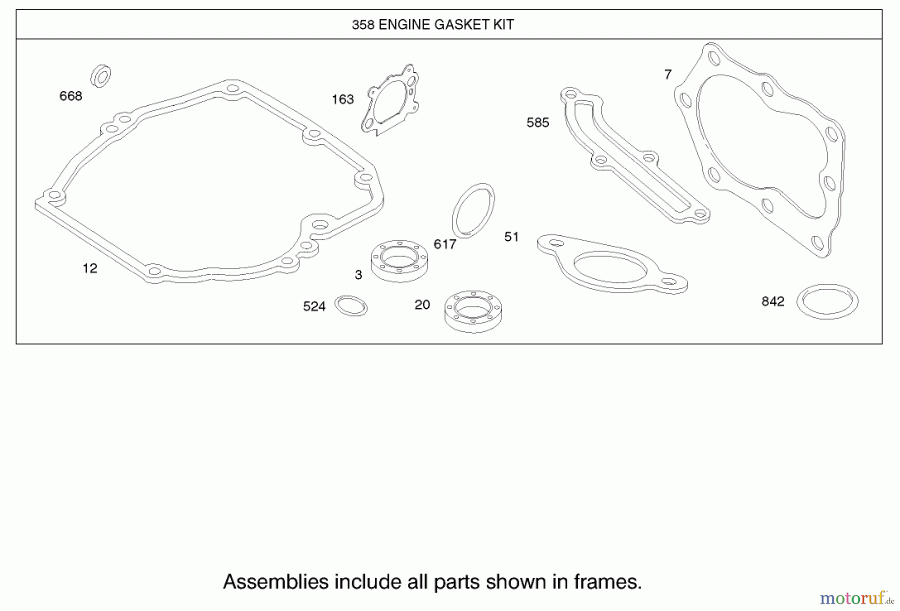  Toro Neu Mowers, Walk-Behind Seite 1 20036 - Toro Super Recycler Mower, 2002 (220000001-220999999) GASKET ASSEMBLY ENGINE BRIGGS AND STRATTON MODEL 123K02-0114-E1