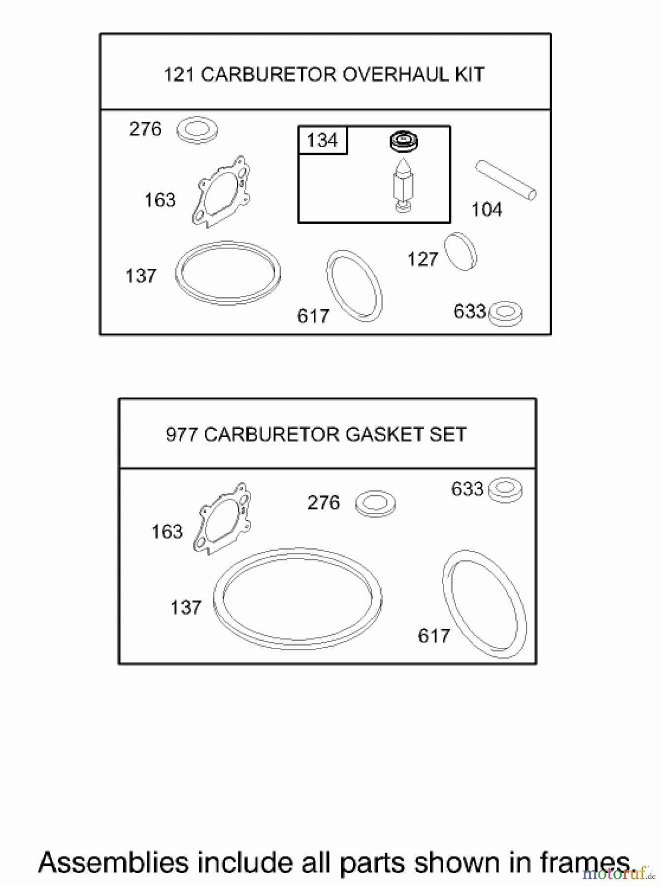  Toro Neu Mowers, Walk-Behind Seite 1 20036 - Toro Super Recycler Mower, 2003 (230000001-230999999) CARBURETOR OVERHAUL KIT ASSEMBLY BRIGGS AND STRATTON MODEL 123K02-0114-E1