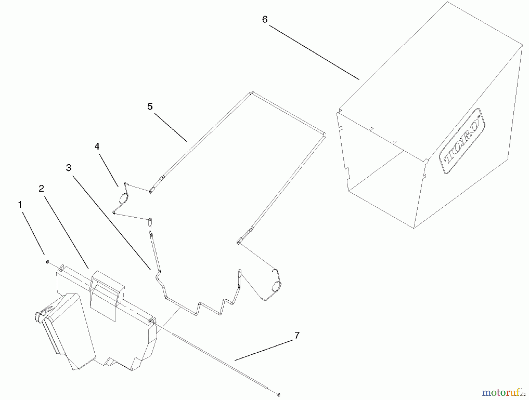  Toro Neu Mowers, Walk-Behind Seite 1 20042 (SR-21S) - Toro Super Recycler Mower, SR-21S, 2001 (210000001-210999999) REAR BAGGER ASSEMBLY 11-0189