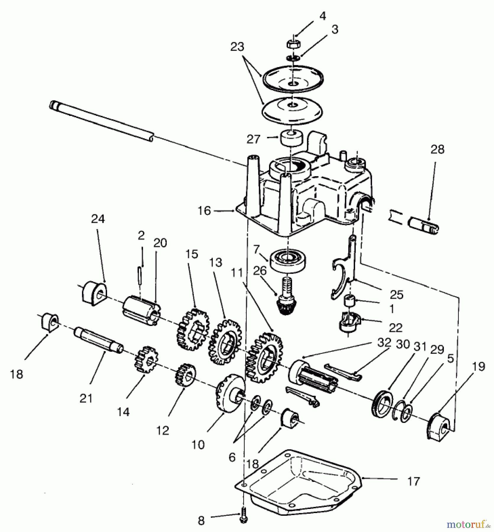  Toro Neu Mowers, Walk-Behind Seite 1 20044 (SR-21OS) - Toro Super Recycler Mower, SR-21OS, 1999 (99000001-99999999) GEAR CASE ASSEMBLY