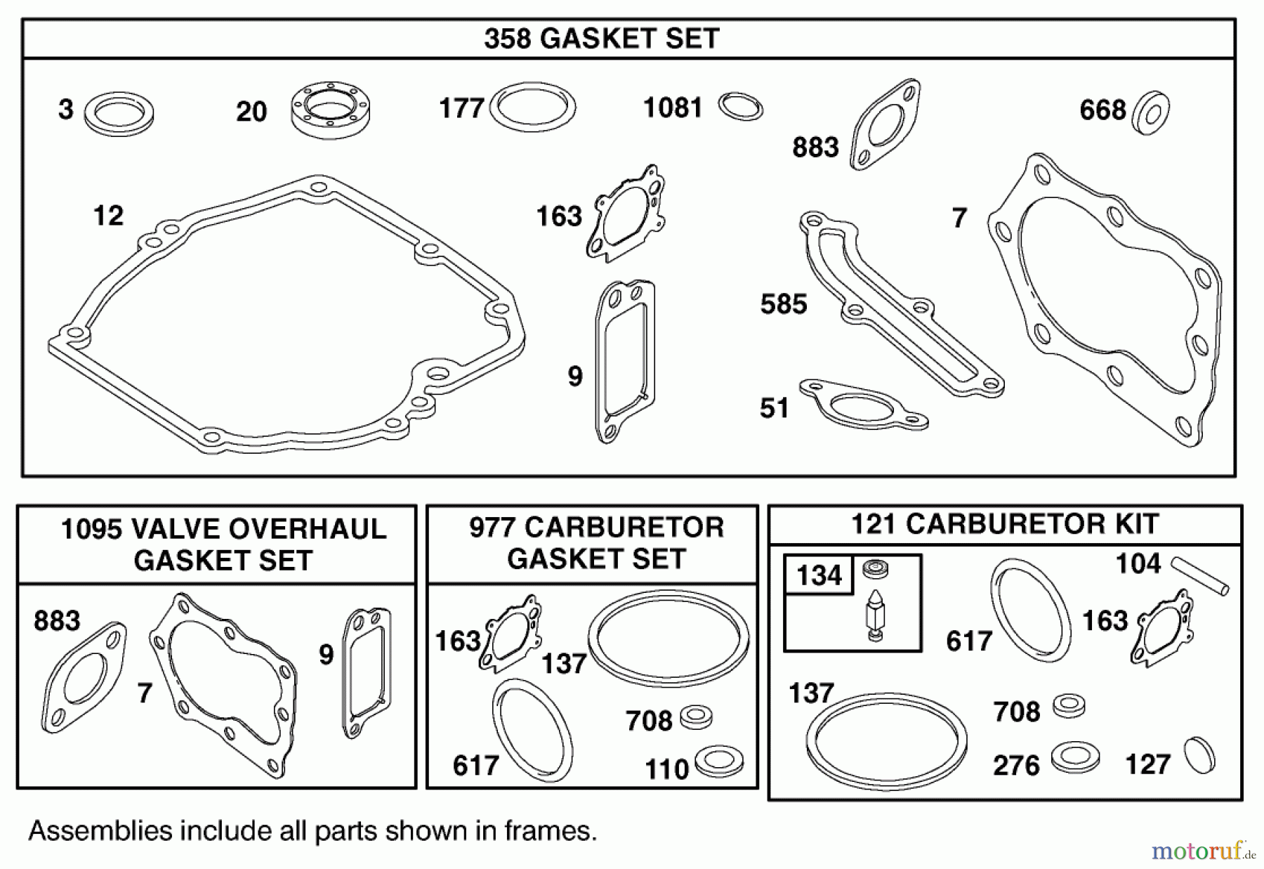  Toro Neu Mowers, Walk-Behind Seite 1 20045 (SR-21SE) - Toro Super Recycler Mower, SR-21SE, 2000 (200000001-200999999) GASKET SETS AND CARBURETOR KIT ASSEMBLIES BRIGGS AND STRATTON 12H807-1775-E1