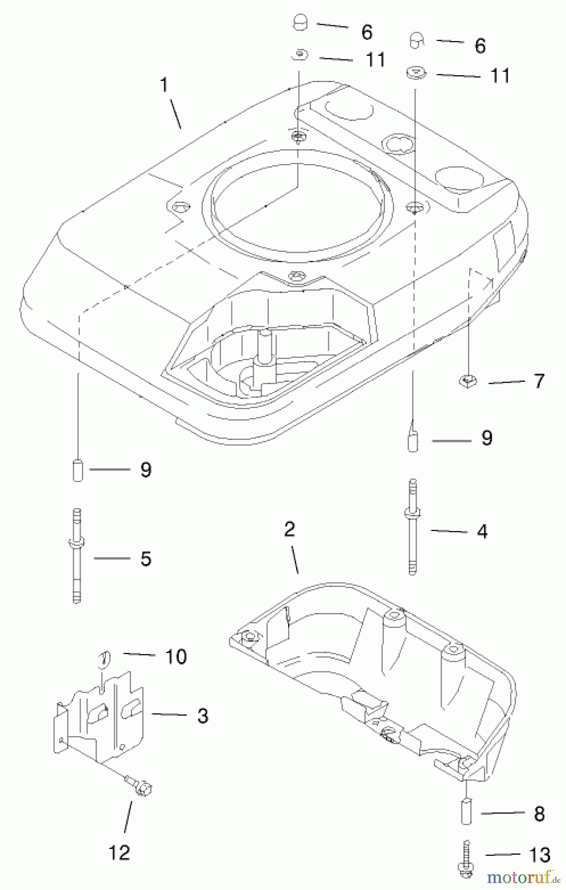  Toro Neu Mowers, Walk-Behind Seite 1 20046 (SR-21OSK) - Toro Super Recycler Mower, SR-21OSK, 2000 (200000001-200999999) COVER & COOLING ASSEMBLY