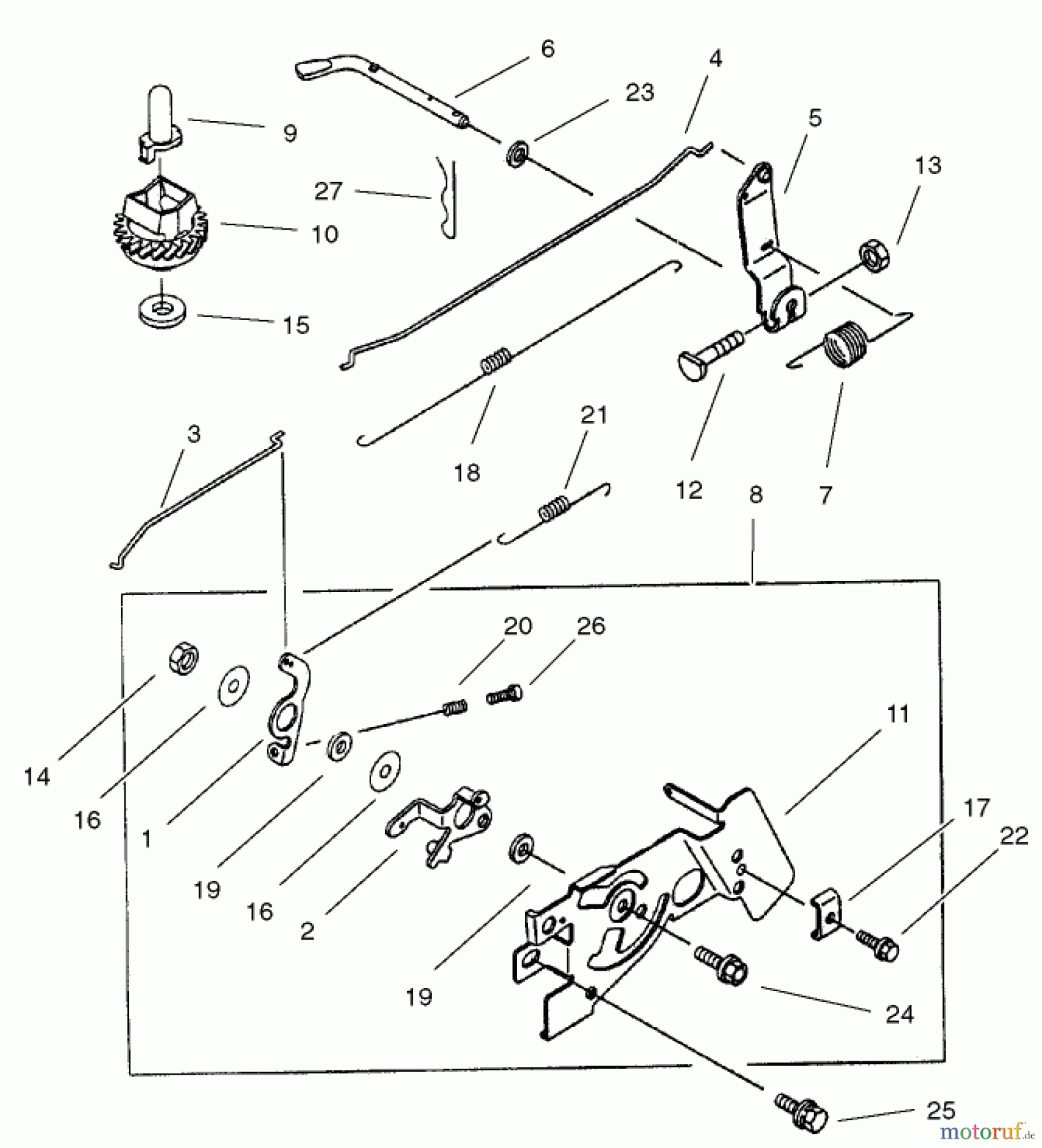  Toro Neu Mowers, Walk-Behind Seite 1 20046 (SR-21OSK) - Toro Super Recycler Mower, SR-21OSK, 2001 (210000001-210999999) CONTROL LINKAGE ASSEMBLY