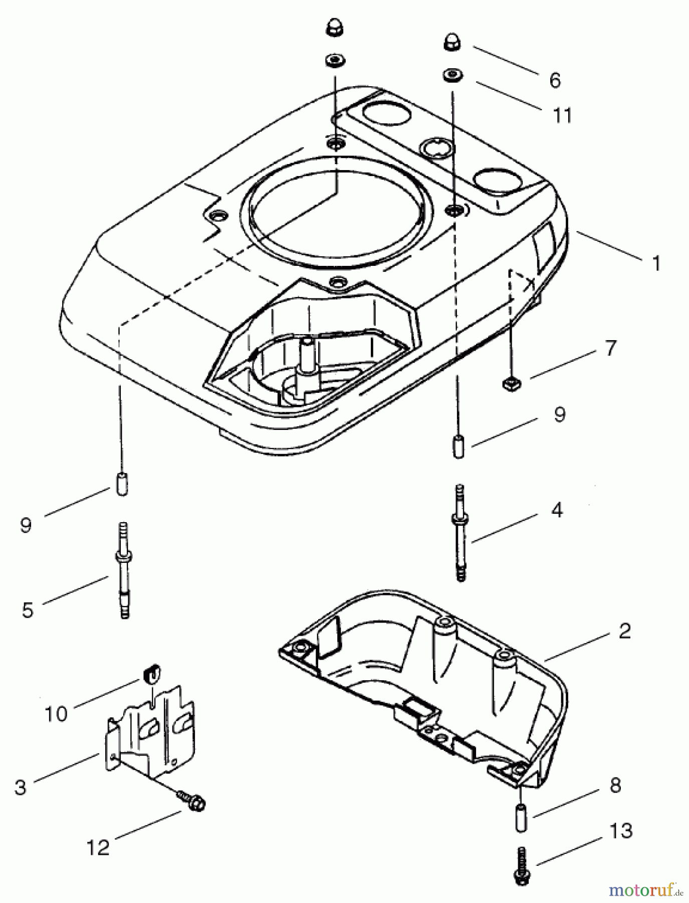  Toro Neu Mowers, Walk-Behind Seite 1 20046 (SR-21OSK) - Toro Super Recycler Mower, SR-21OSK, 2001 (210000001-210999999) COVER/COOLING ASSEMBLY