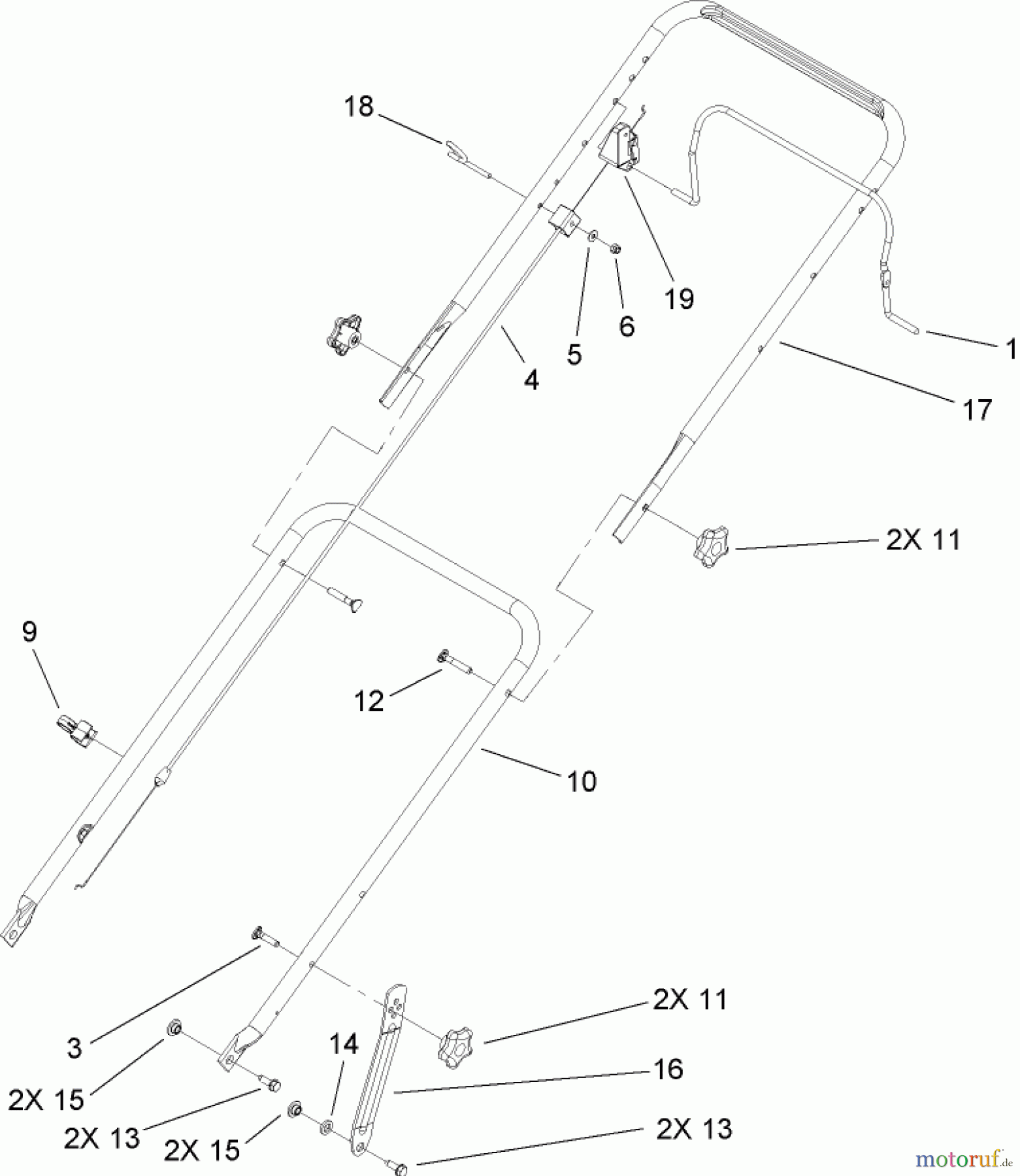  Toro Neu Mowers, Walk-Behind Seite 1 20053 - Toro Super Recycler Lawn Mower, 2006 (260000001-260999999) HANDLE ASSEMBLY