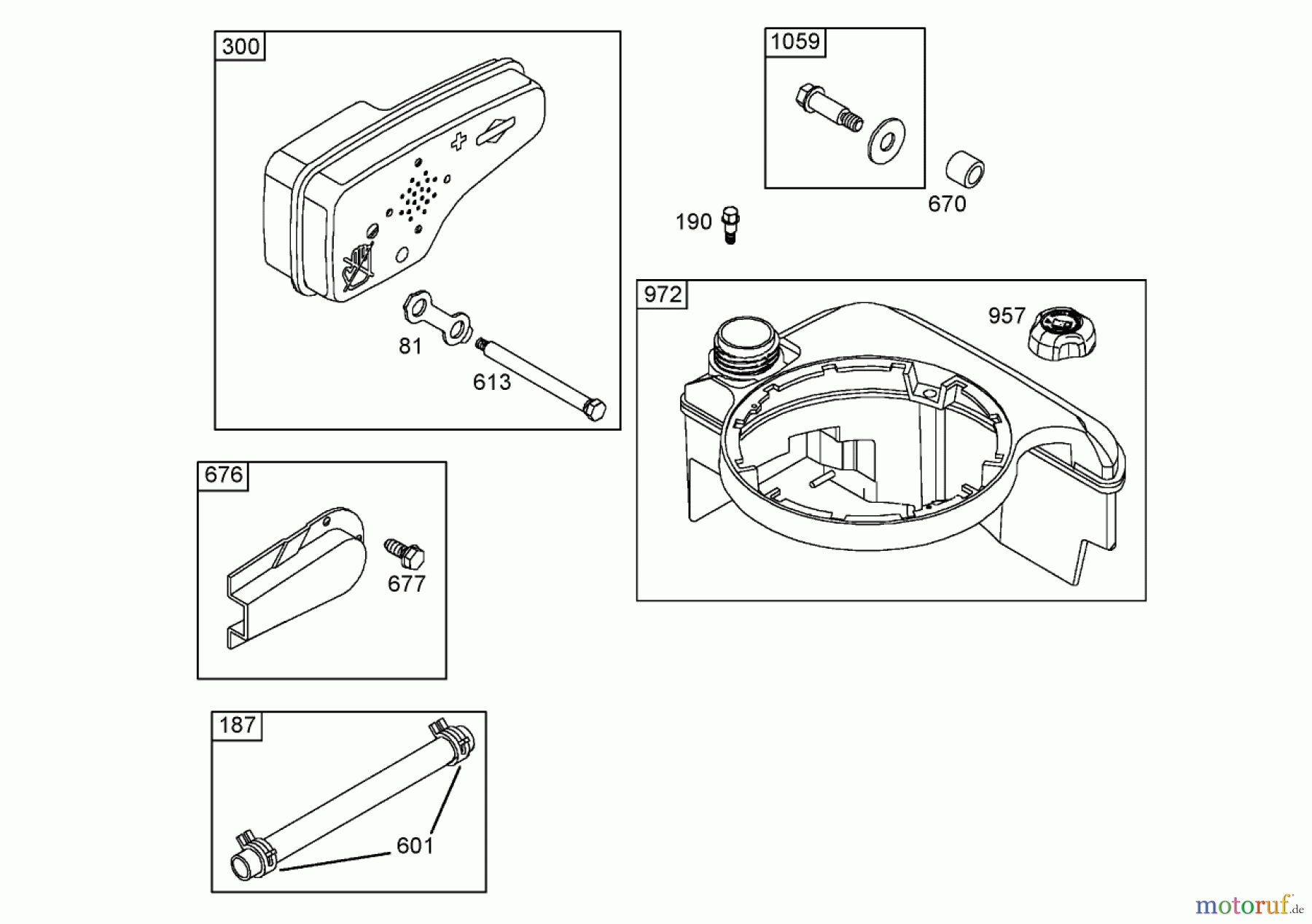  Toro Neu Mowers, Walk-Behind Seite 1 20054 - Toro Super Recycler Lawn Mower, 2006 (260000001-260999999) MUFFLER AND FUEL TANK ASSEMBLY BRIGGS AND STRATTON 125K02-0189-E1