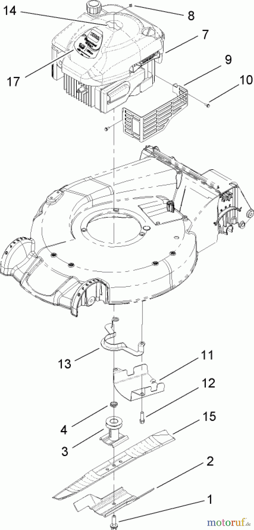  Toro Neu Mowers, Walk-Behind Seite 1 20054 - Toro Super Recycler Lawn Mower, 2007 (270000001-270999999) ENGINE ASSEMBLY