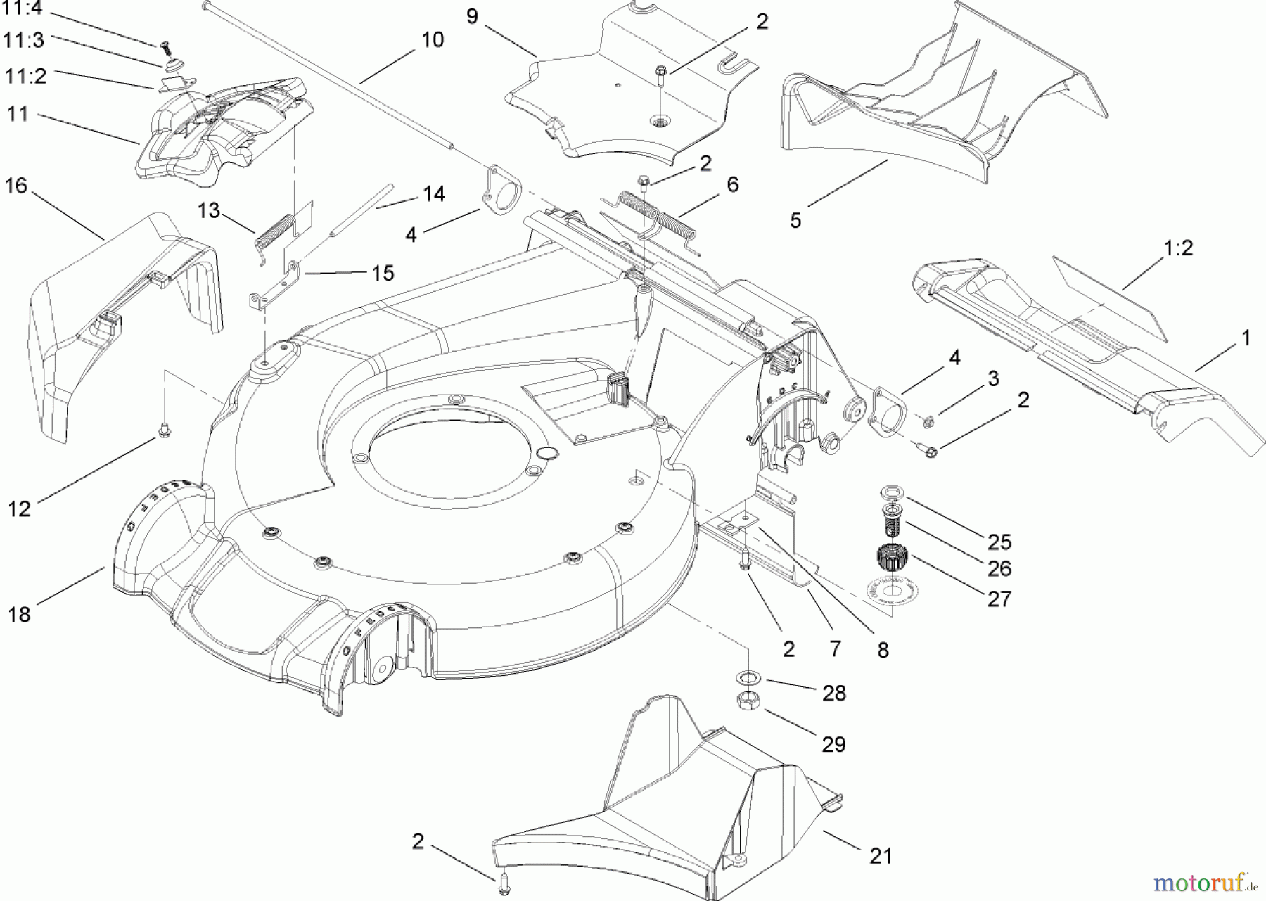  Toro Neu Mowers, Walk-Behind Seite 1 20054 - Toro Super Recycler Lawn Mower, 2007 (270000001-270999999) HOUSING ASSEMBLY