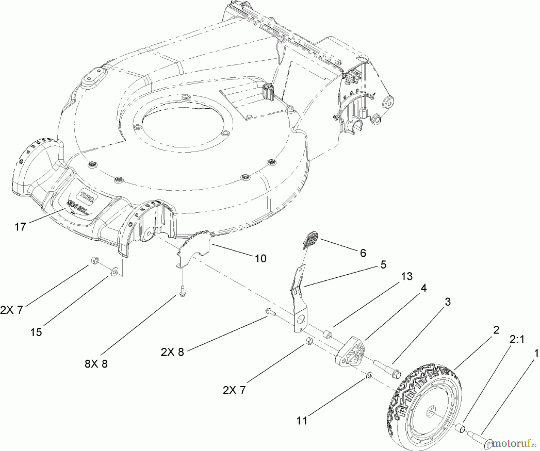  Toro Neu Mowers, Walk-Behind Seite 1 20055 - Toro Super Recycler Lawn Mower, 2006 (260000001-260999999) HEIGHT-OF-CUT ASSEMBLY