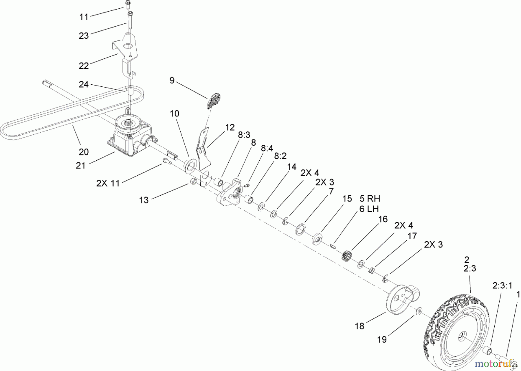  Toro Neu Mowers, Walk-Behind Seite 1 20055 - Toro Super Recycler Lawn Mower, 2007 (270000001-270999999) TRANSMISSION ASSEMBLY