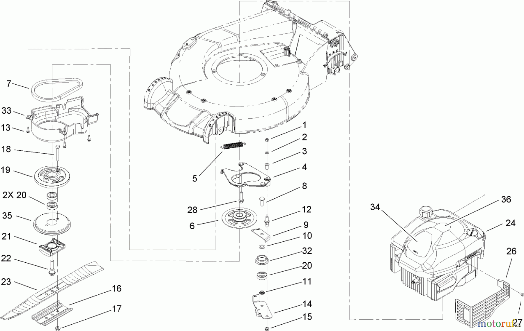  Toro Neu Mowers, Walk-Behind Seite 1 20058 - Toro Super Recycler Lawn Mower, 2006 (260000001-260999999) ENGINE ASSEMBLY