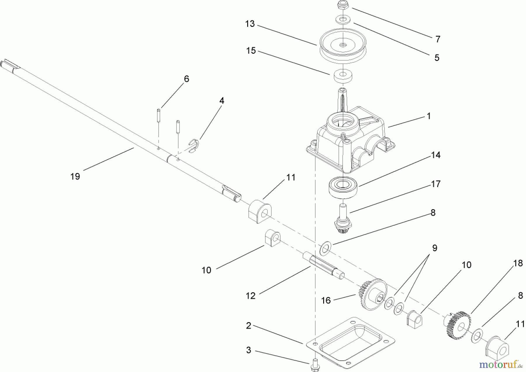  Toro Neu Mowers, Walk-Behind Seite 1 20058 - Toro Super Recycler Lawn Mower, 2006 (260000001-260999999) GEAR CASE ASSEMBLY NO. 108-8140