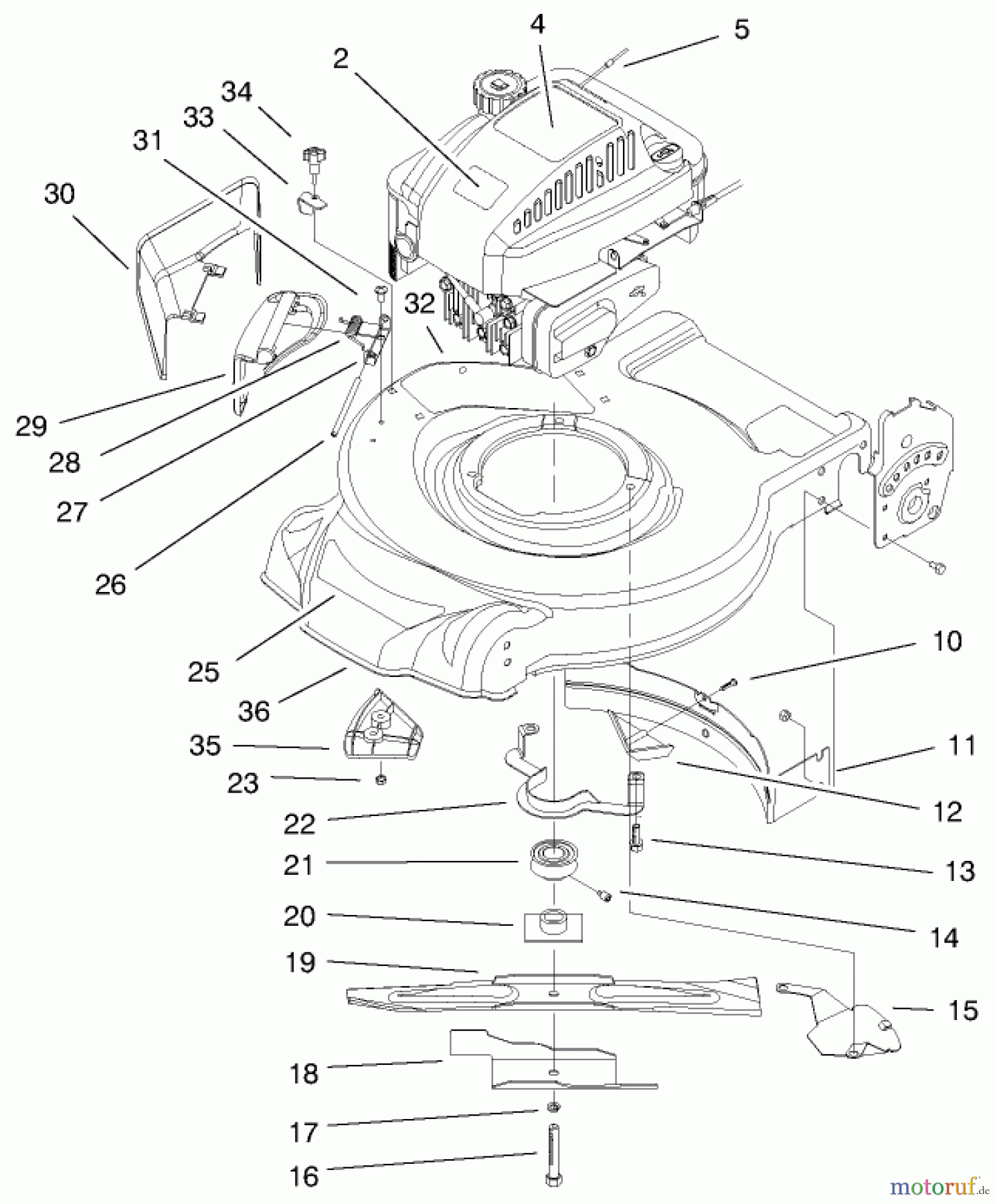  Toro Neu Mowers, Walk-Behind Seite 1 20060 - Toro Recycler Mower, 1999 (9900001-9999999) ENGINE & BLADE ASSEMBLY