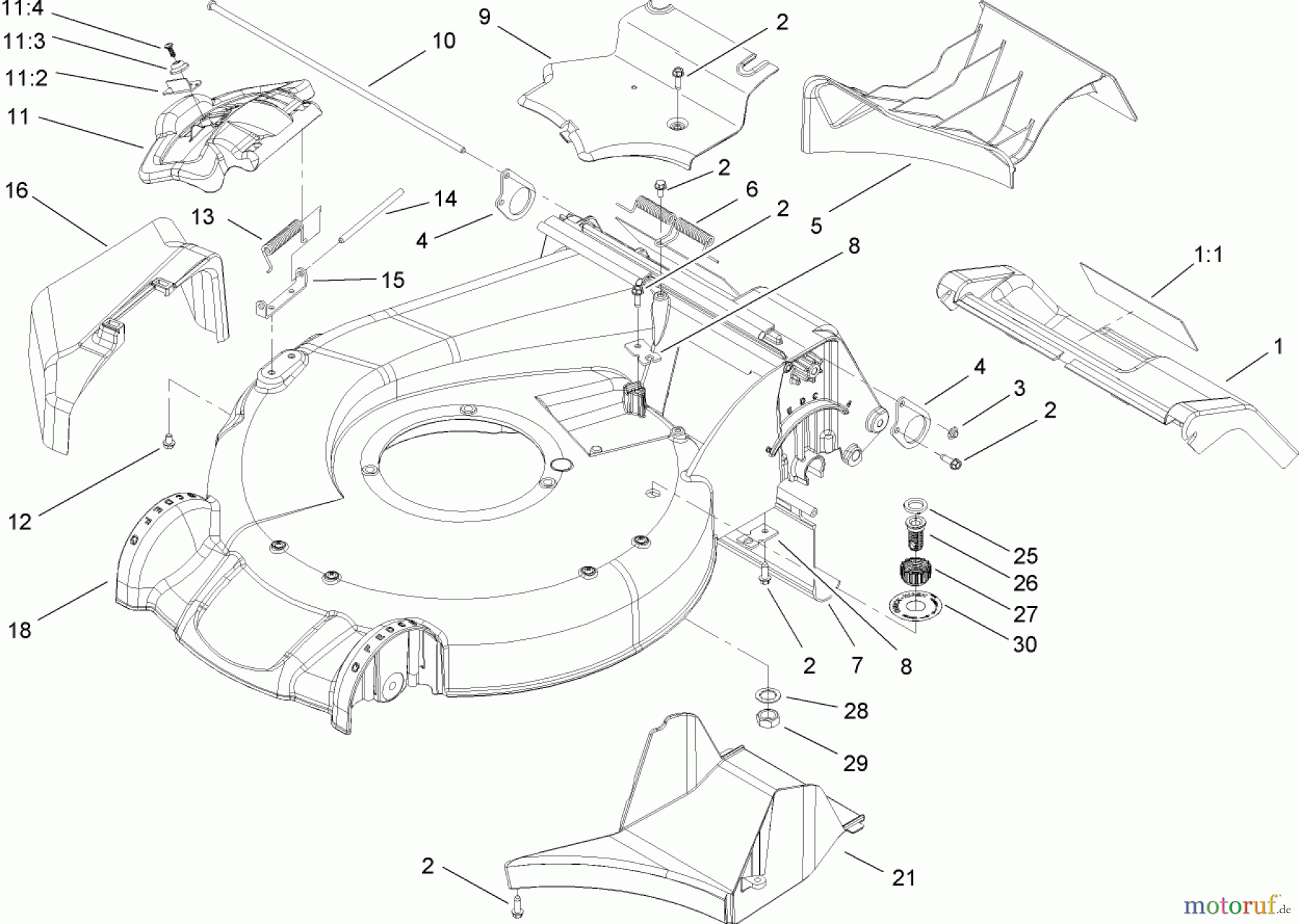  Toro Neu Mowers, Walk-Behind Seite 1 20062 - Toro Super Recycler Lawn Mower, 2007 (270000001-270999999) HOUSING ASSEMBLY