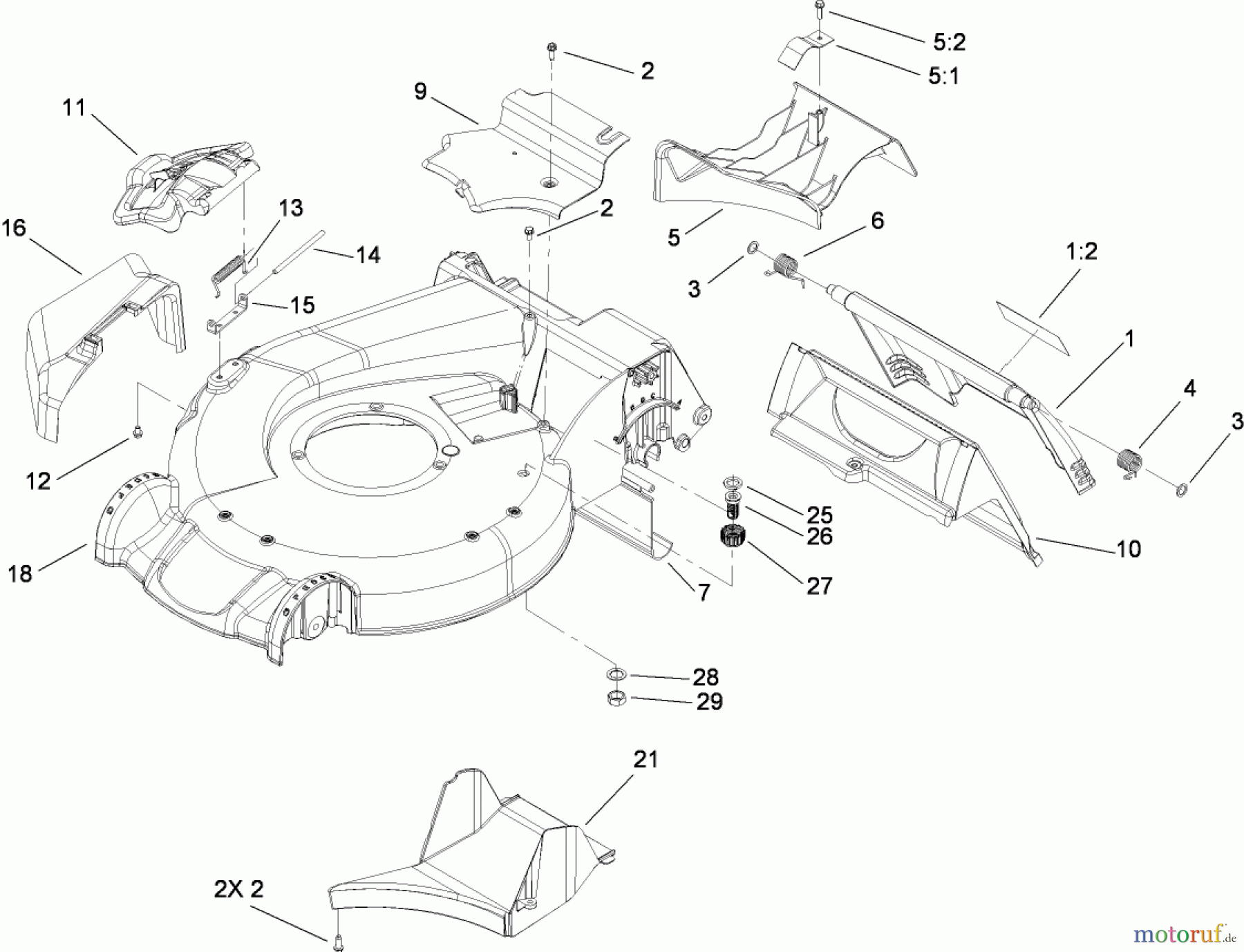  Toro Neu Mowers, Walk-Behind Seite 1 20090 - Toro Super Recycler Lawn Mower, 2008 (280000001-280999999) HOUSING ASSEMBLY