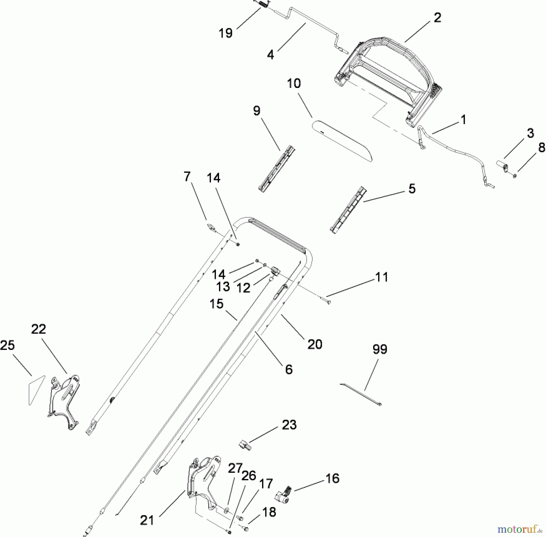  Toro Neu Mowers, Walk-Behind Seite 1 20092 - Toro Super Recycler Lawn Mower, 2009 (290000001-290999999) HANDLE ASSEMBLY