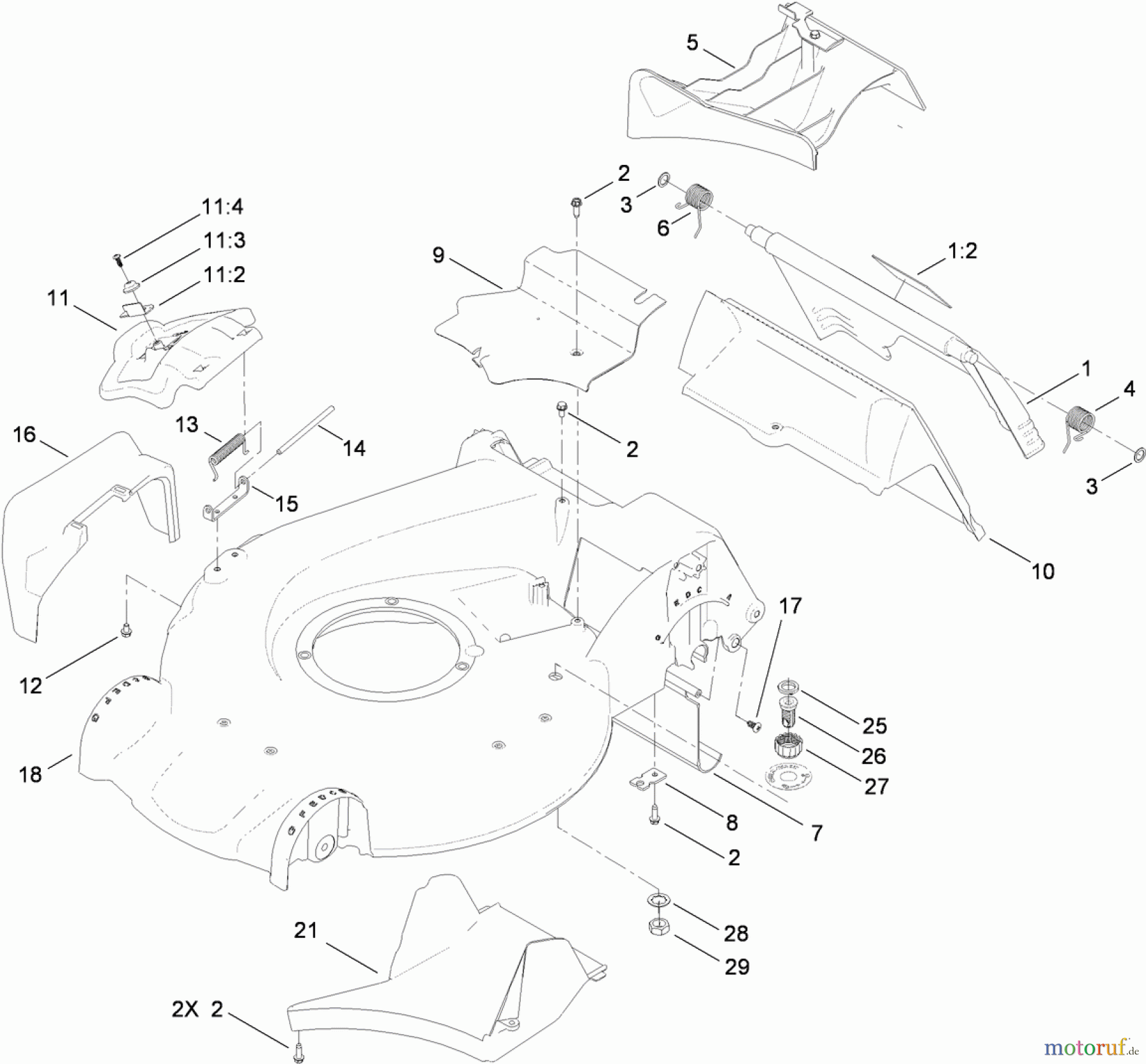  Toro Neu Mowers, Walk-Behind Seite 1 20092 - Toro Super Recycler Lawn Mower, 2010 (310020058-310020237) HOUSING AND REAR DOOR ASSEMBLY