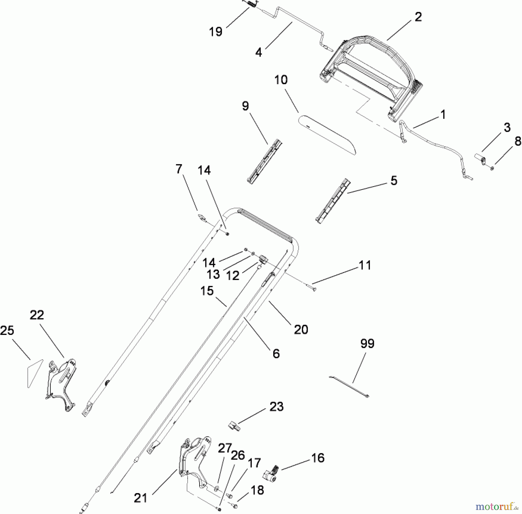  Toro Neu Mowers, Walk-Behind Seite 1 20092C - Toro Super Recycler Lawn Mower, 2009 (290000001-290999999) HANDLE ASSEMBLY