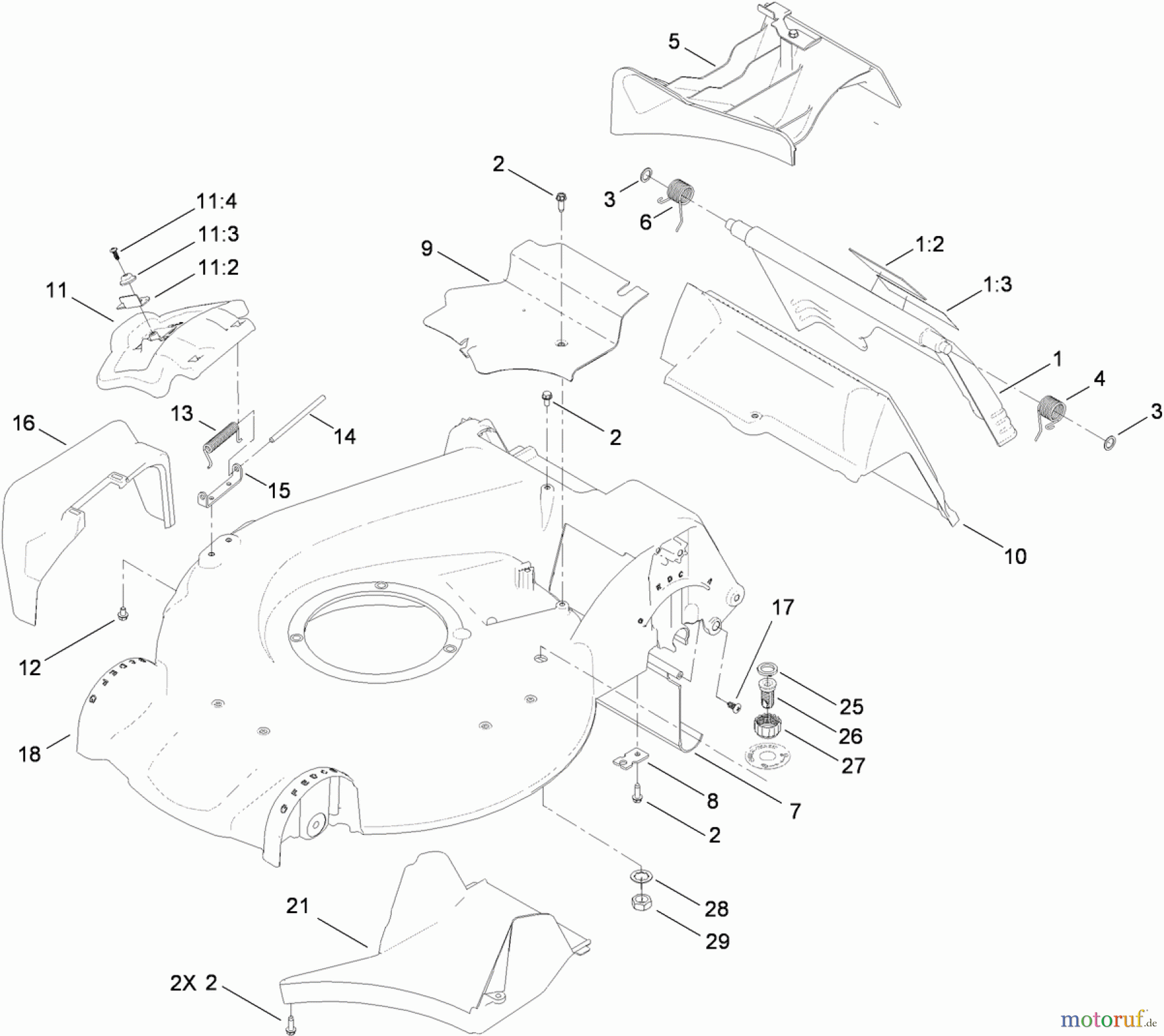  Toro Neu Mowers, Walk-Behind Seite 1 20092C - Toro Super Recycler Lawn Mower, 2010 (310000001-310999999) HOUSING AND REAR DOOR ASSEMBLY