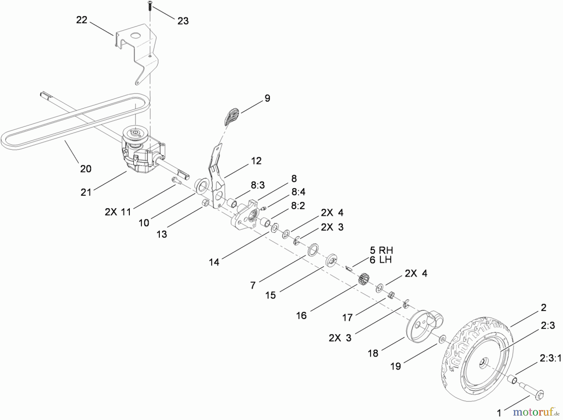  Toro Neu Mowers, Walk-Behind Seite 1 20092C - Toro Super Recycler Lawn Mower, 2010 (310000001-310999999) TRANSMISSION ASSEMBLY