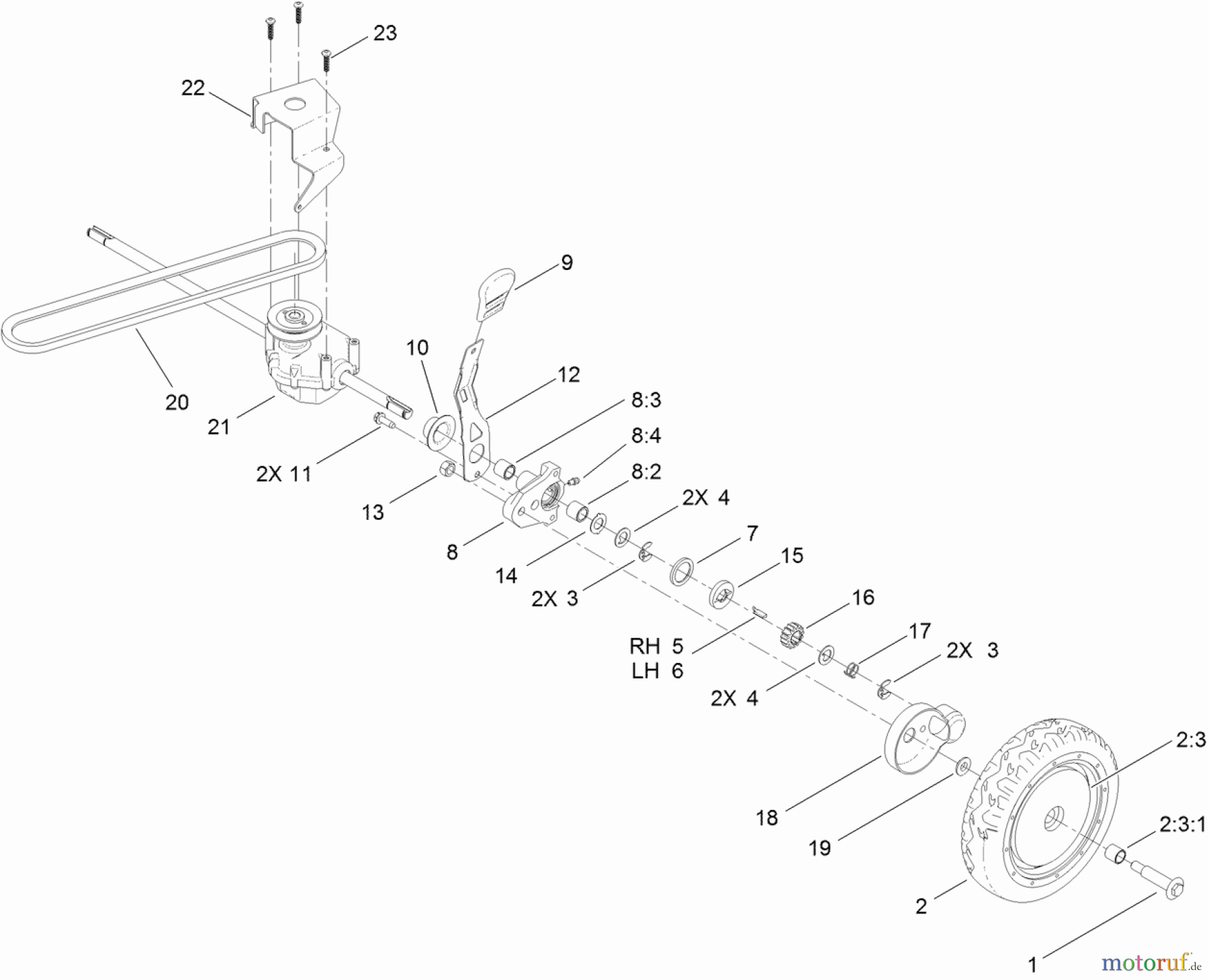  Toro Neu Mowers, Walk-Behind Seite 1 20092C - Toro Super Recycler Lawn Mower, 2011 (311000001-311999999) TRANSMISSION, REAR WHEEL AND HEIGHT-OF-CUT ASSEMBLY