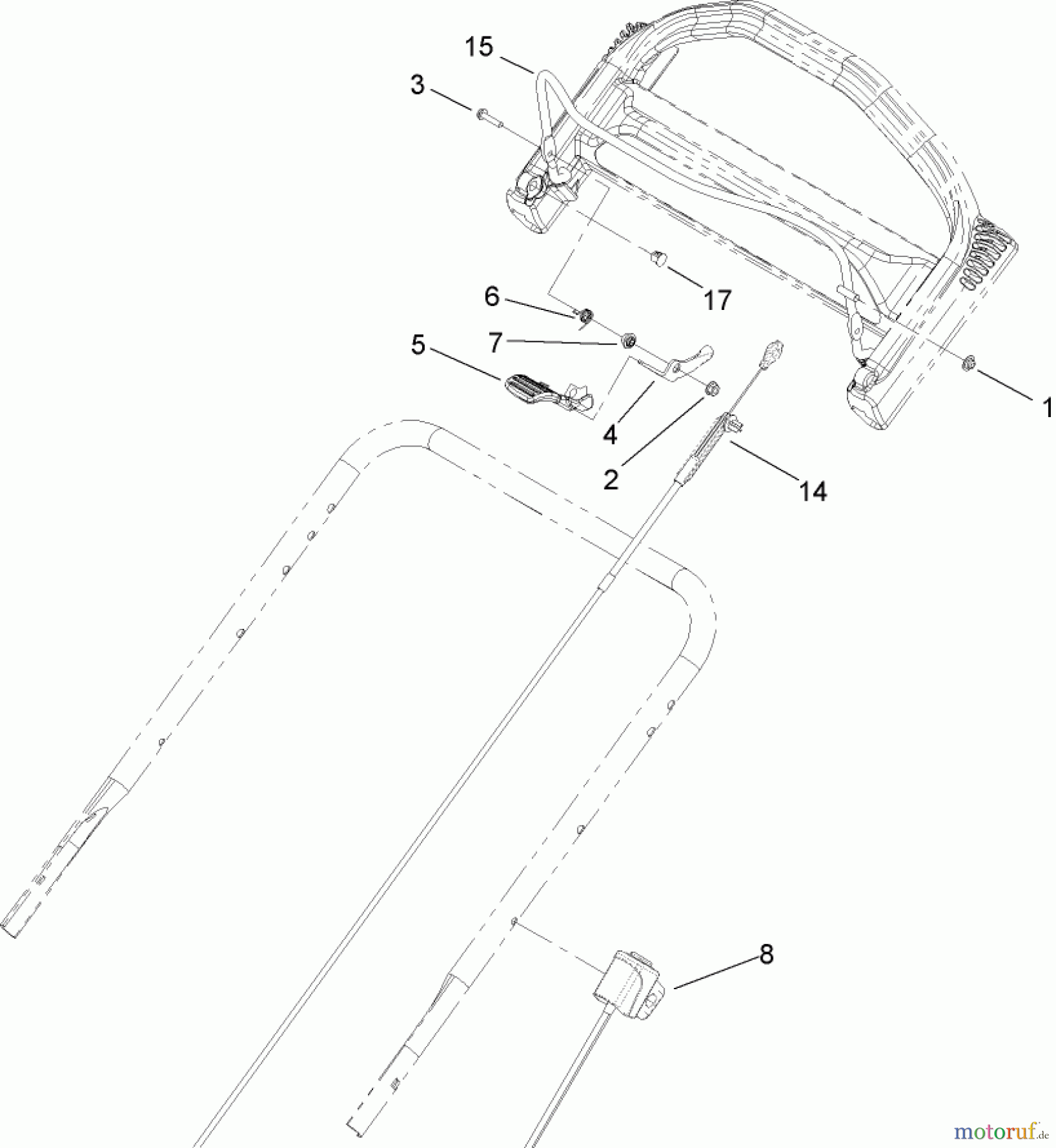  Toro Neu Mowers, Walk-Behind Seite 1 20093C - Toro Super Recycler Lawn Mower, 2009 (290000001-290999999) BRAKE BAIL AND CABLE ASSEMBLY