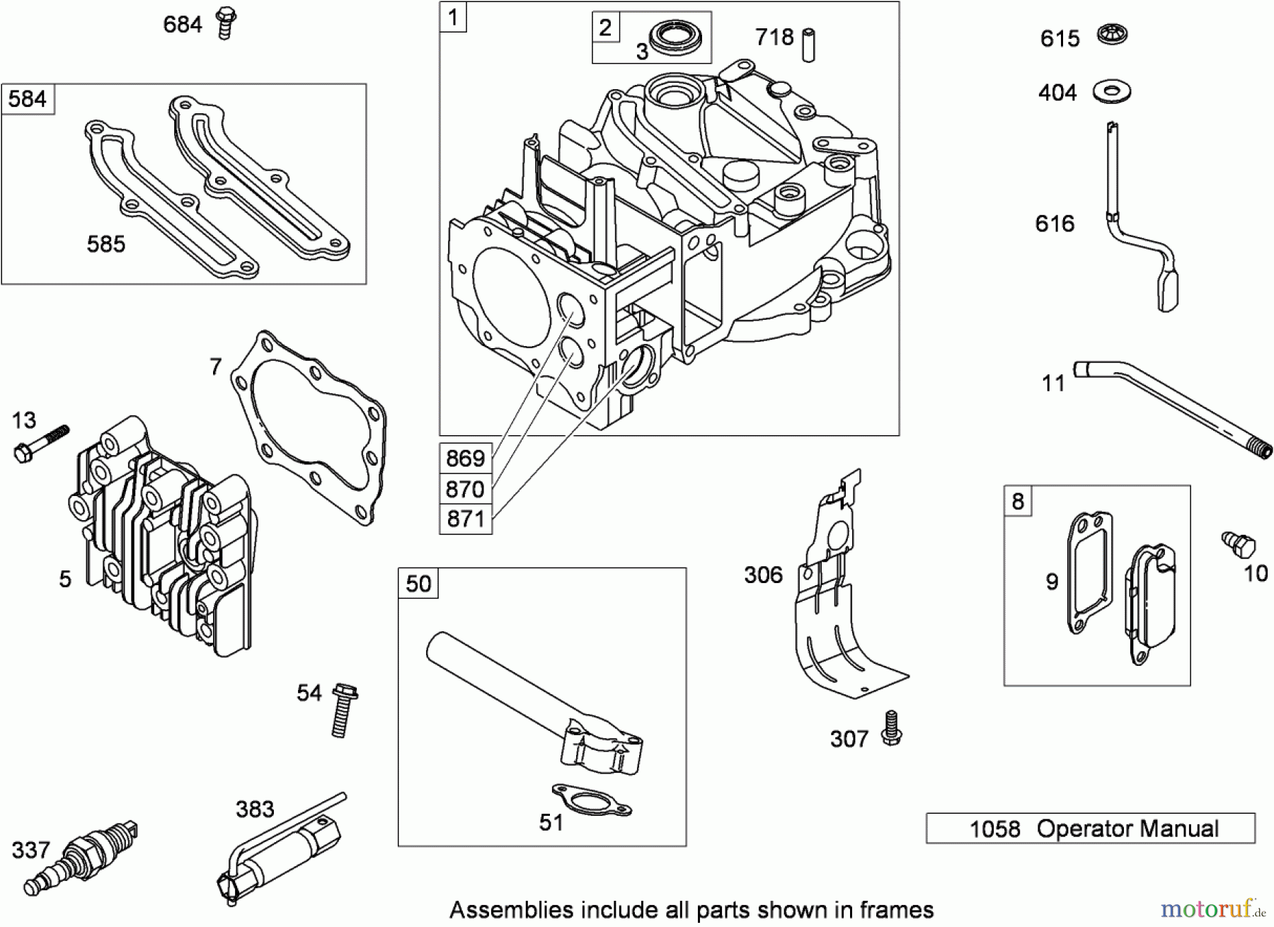  Toro Neu Mowers, Walk-Behind Seite 1 20093C - Toro Super Recycler Lawn Mower, 2009 (290000001-290999999) CYLINDER ASSEMBLY BRIGGS AND STRATTON 126T02-0237-B1