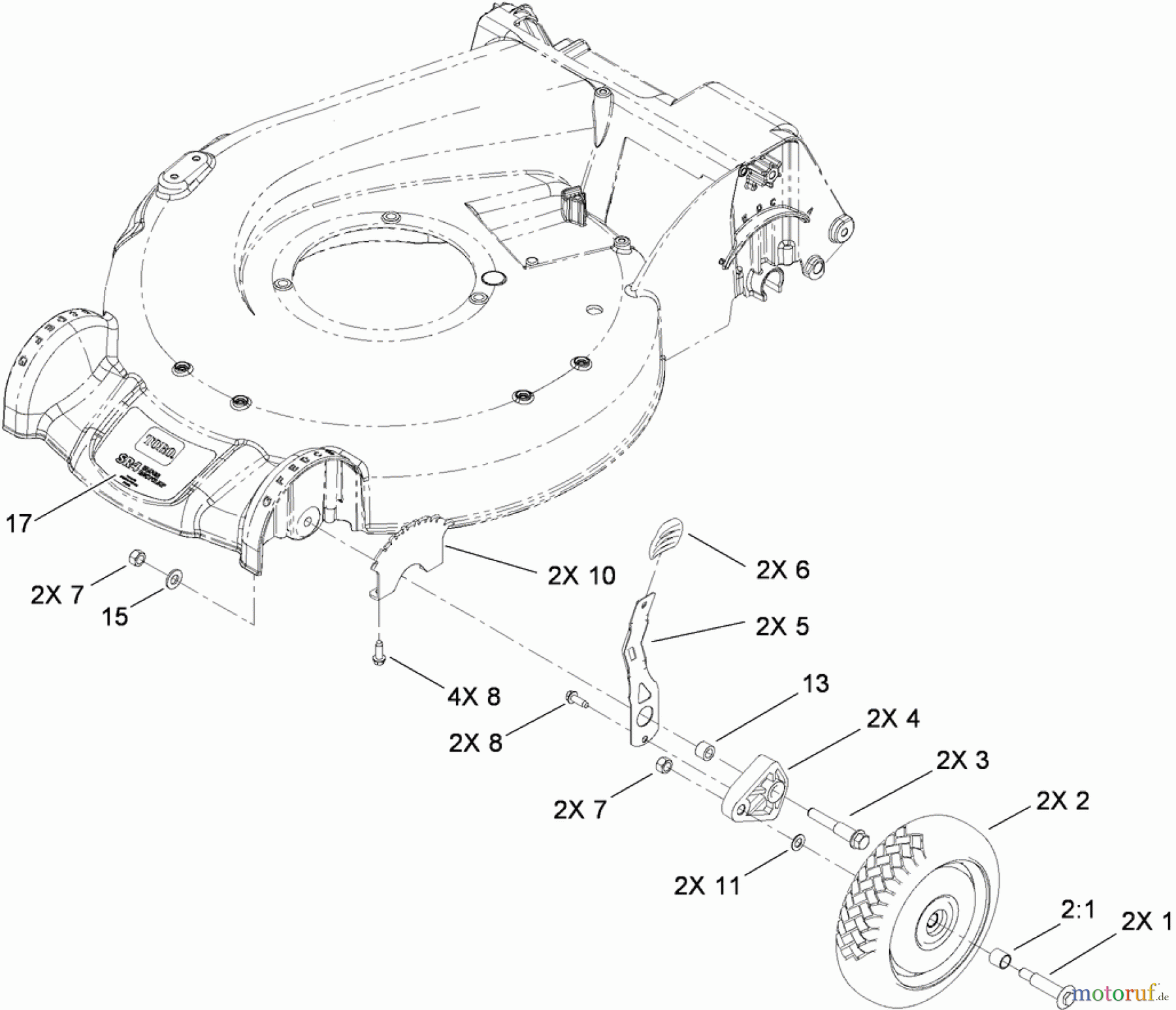  Toro Neu Mowers, Walk-Behind Seite 1 20093C - Toro Super Recycler Lawn Mower, 2009 (290000001-290999999) FRONT WHEEL ASSEMBLY