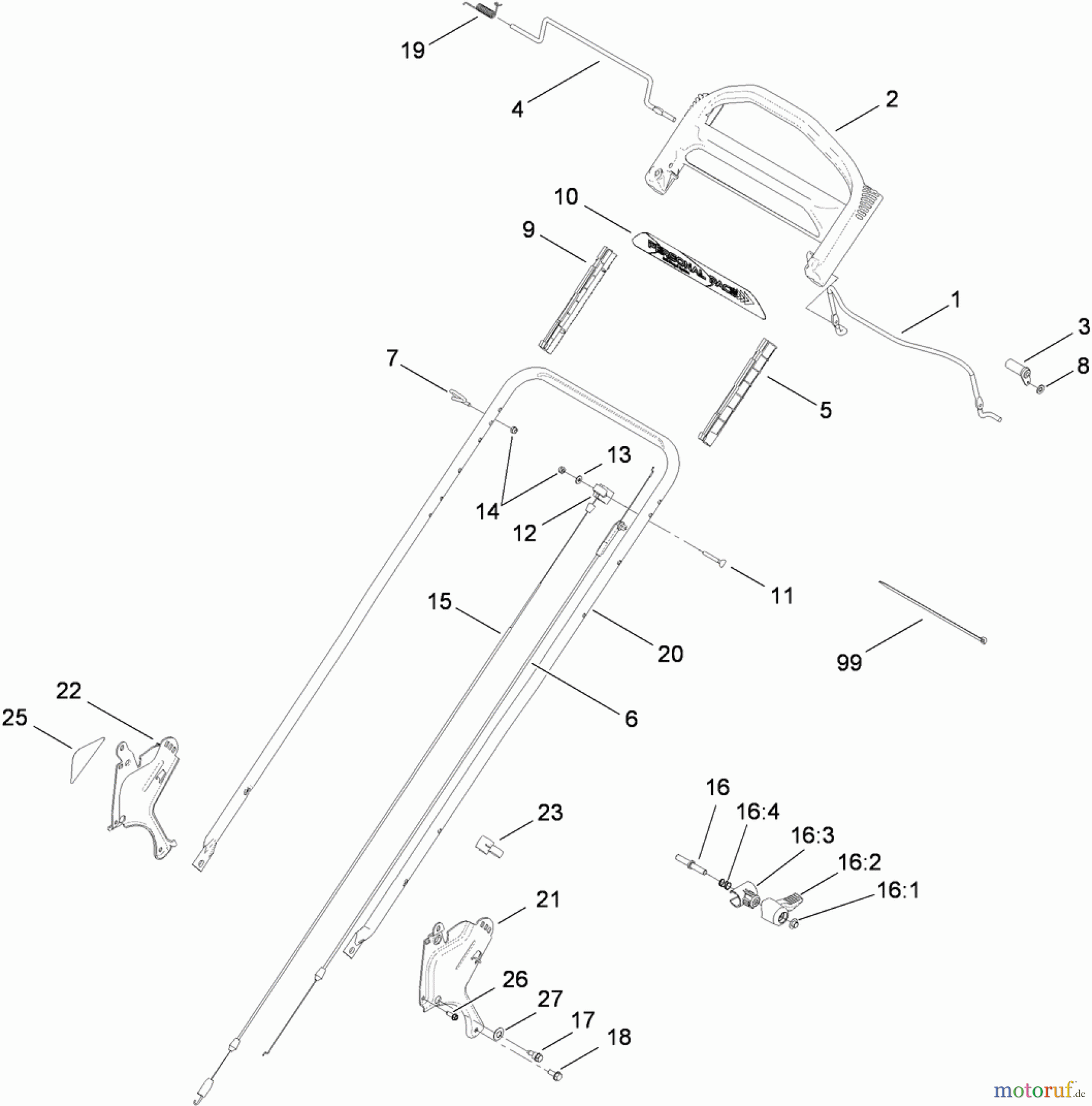  Toro Neu Mowers, Walk-Behind Seite 1 20095 - Toro Super Recycler Lawn Mower, 2010 (310000001-310004268) HANDLE ASSEMBLY