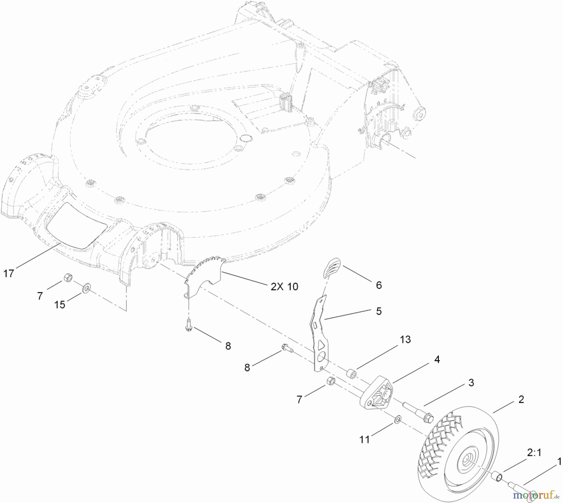  Toro Neu Mowers, Walk-Behind Seite 1 20095 - Toro Super Recycler Lawn Mower, 2010 (310004269-310004922) FRONT WHEEL AND HEIGHT-OF-CUT ASSEMBLY