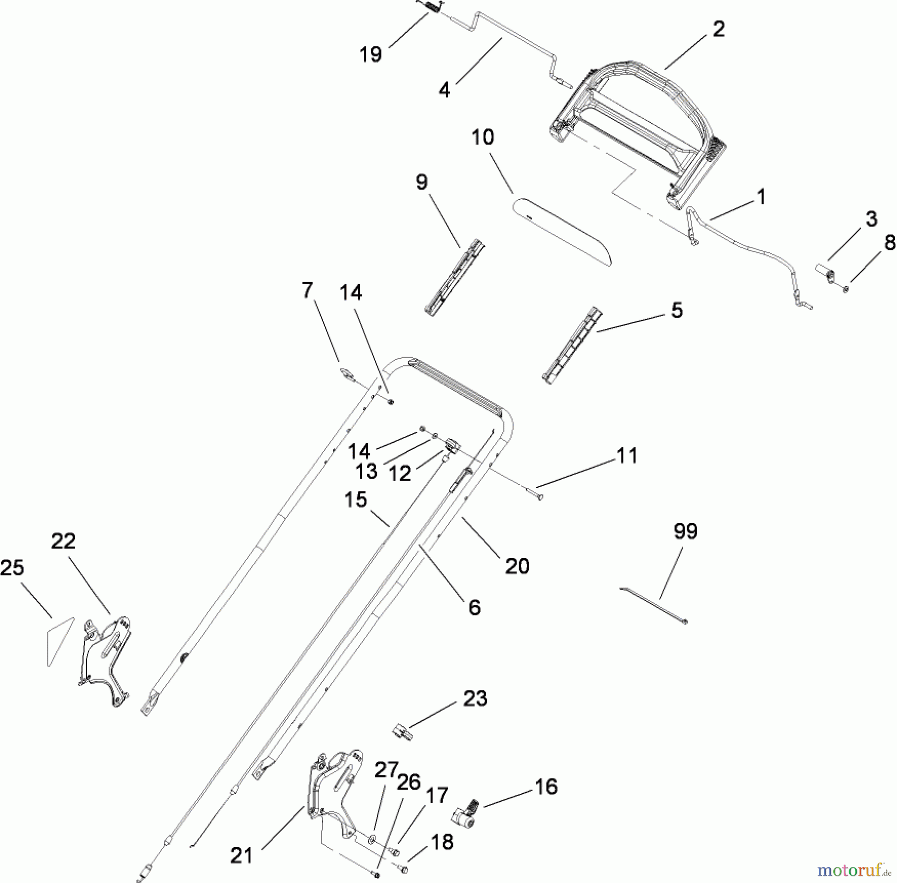  Toro Neu Mowers, Walk-Behind Seite 1 20095C - Toro Super Recycler Lawn Mower, 2008 (280000001-280999999) HANDLE ASSEMBLY